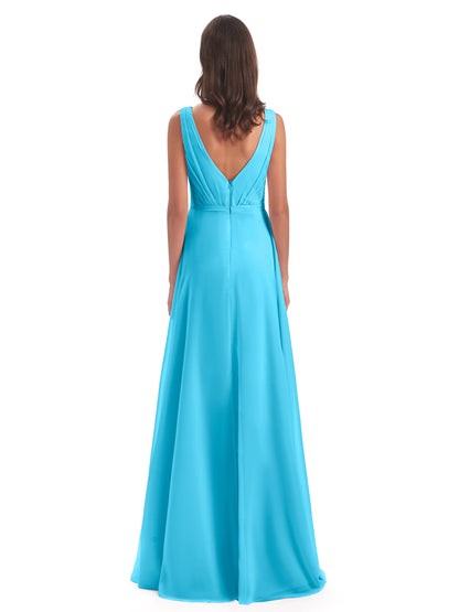 Kristina Sheath Floor Length V-Neck Chiffon Bridesmaid Dresses