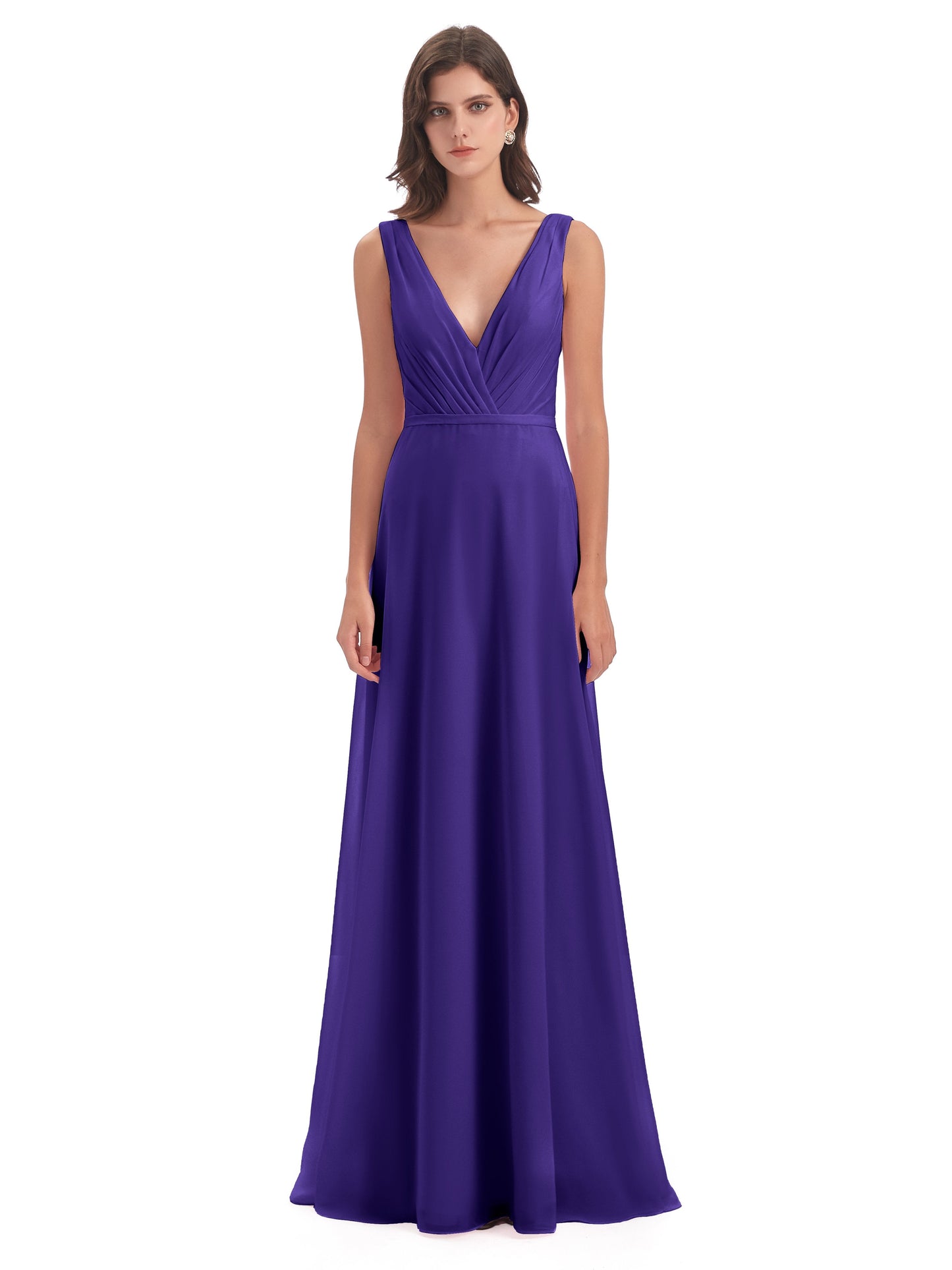 Kristina Sheath Floor Length V-Neck Chiffon Bridesmaid Dresses