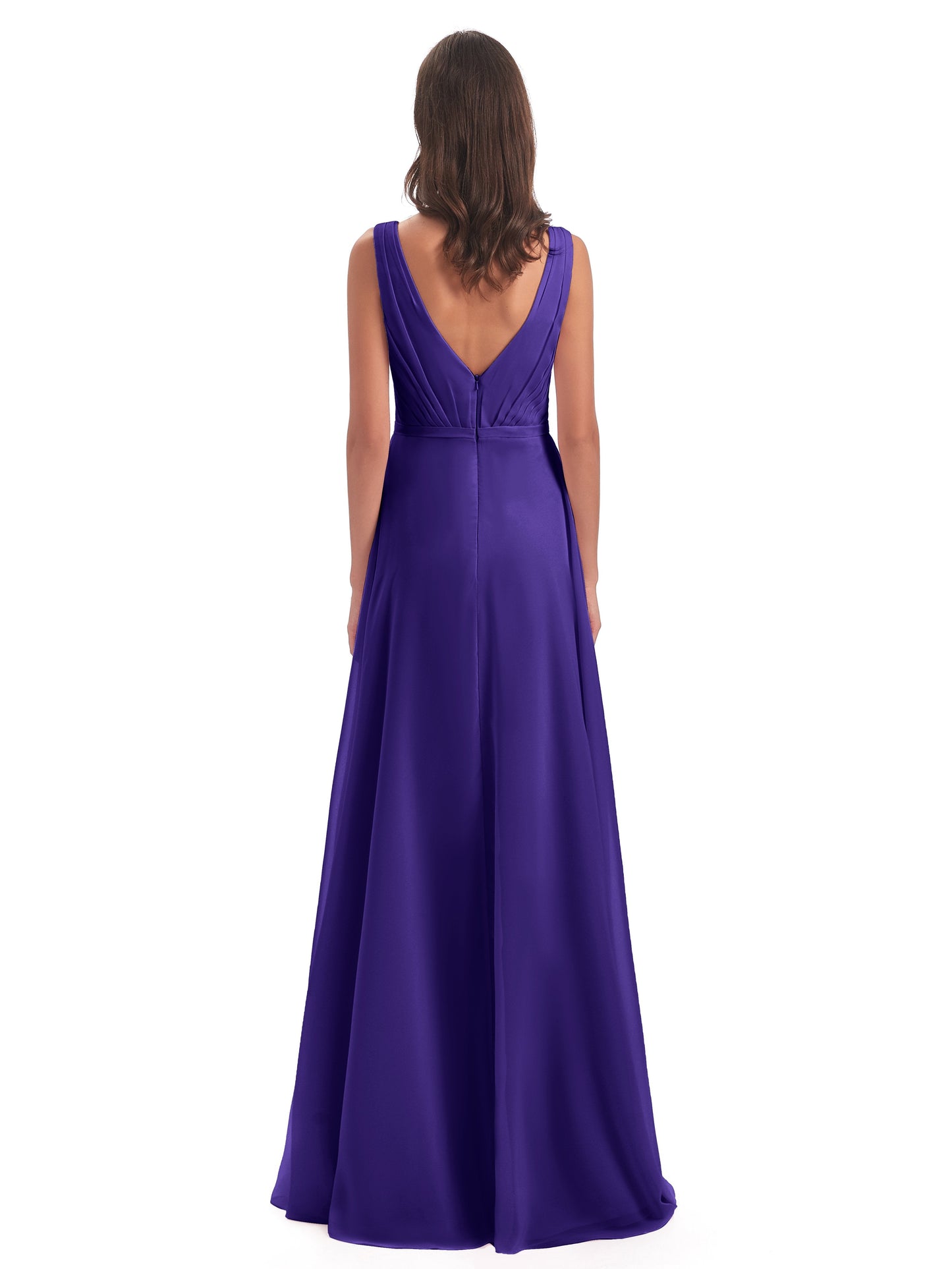 Kristina Sheath Floor Length V-Neck Chiffon Bridesmaid Dresses