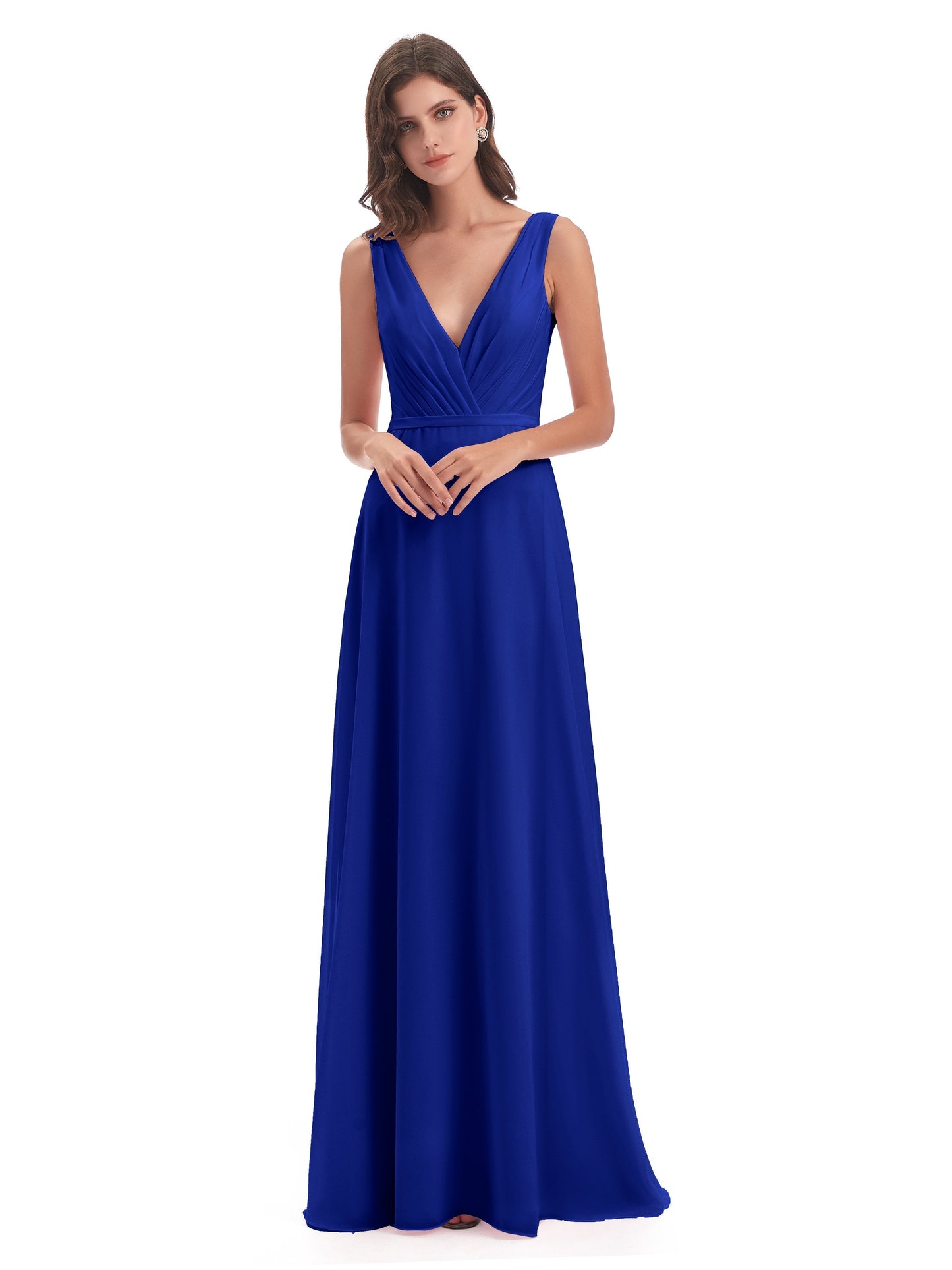 Kristina Sheath Floor Length V-Neck Chiffon Bridesmaid Dresses