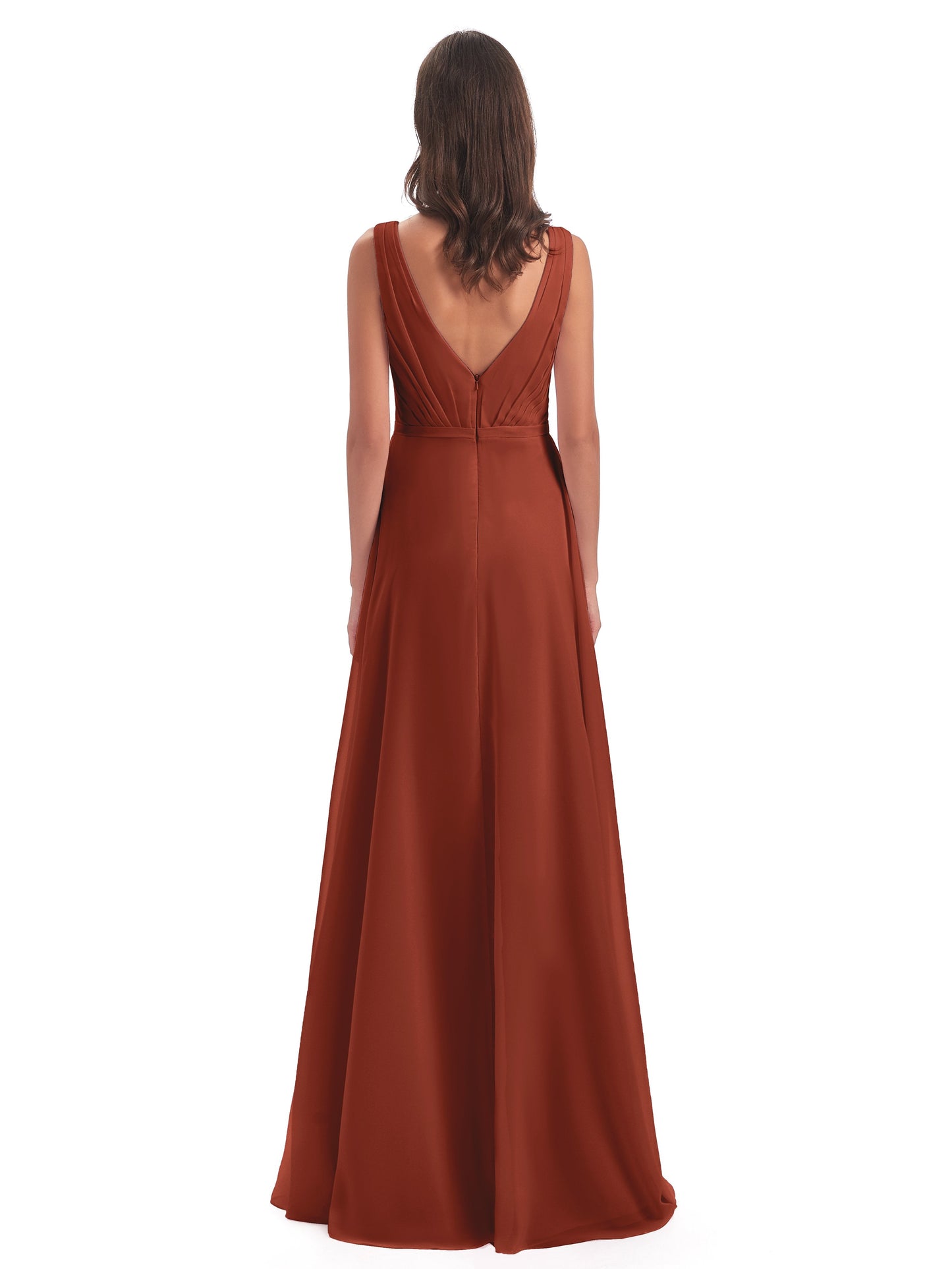 Kristina Sheath Floor Length V-Neck Chiffon Bridesmaid Dresses