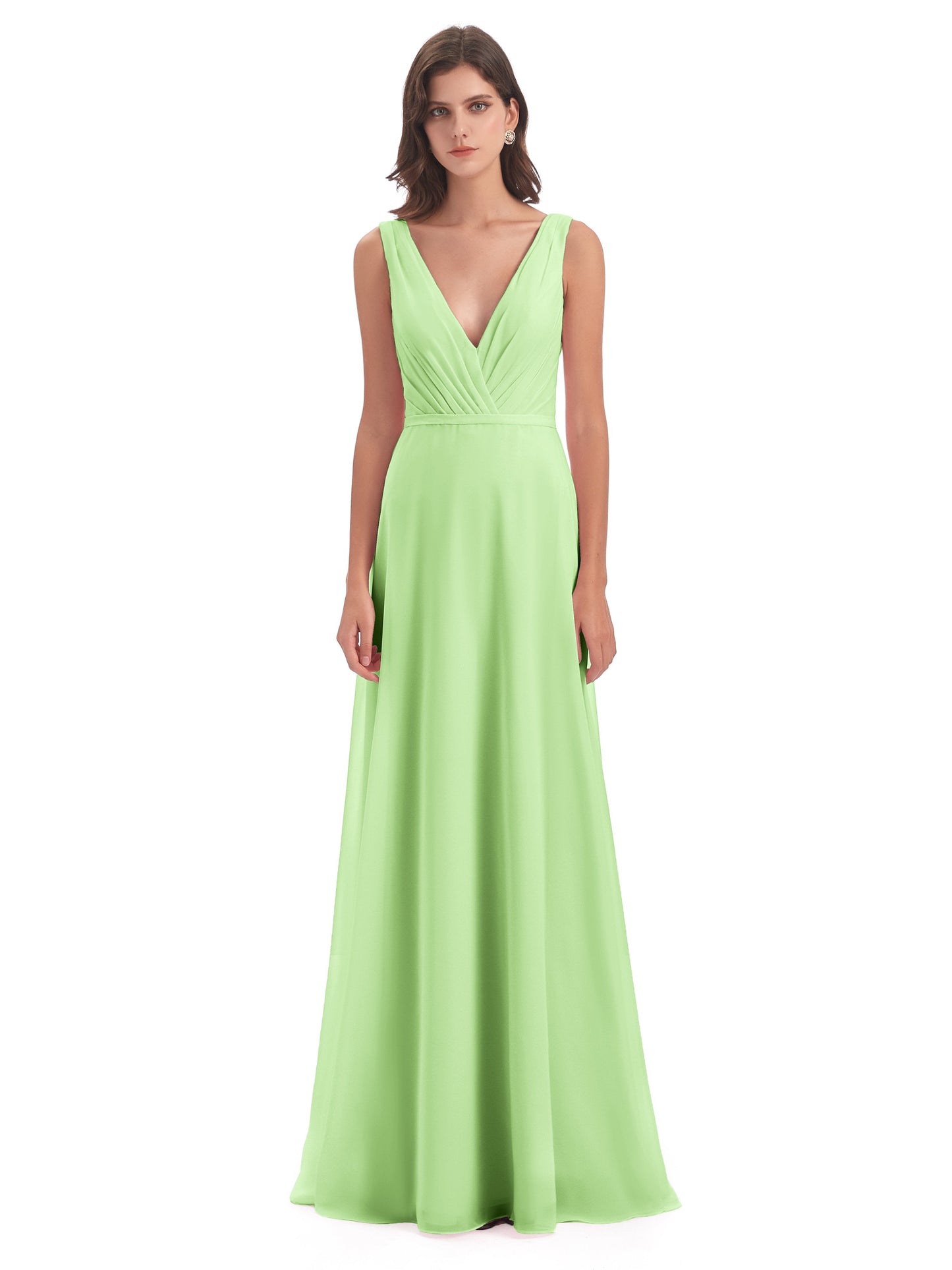 Kristina Sheath Floor Length V-Neck Chiffon Bridesmaid Dresses