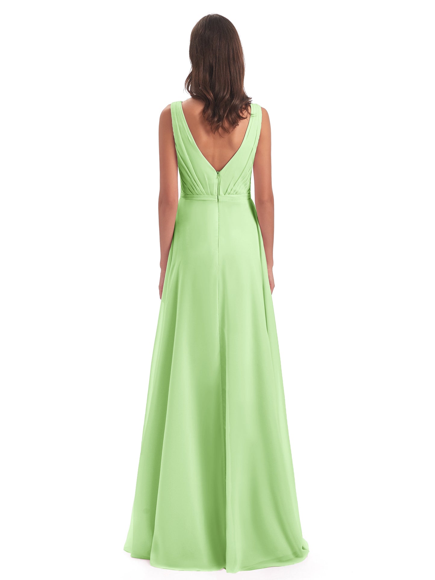 Kristina Sheath Floor Length V-Neck Chiffon Bridesmaid Dresses