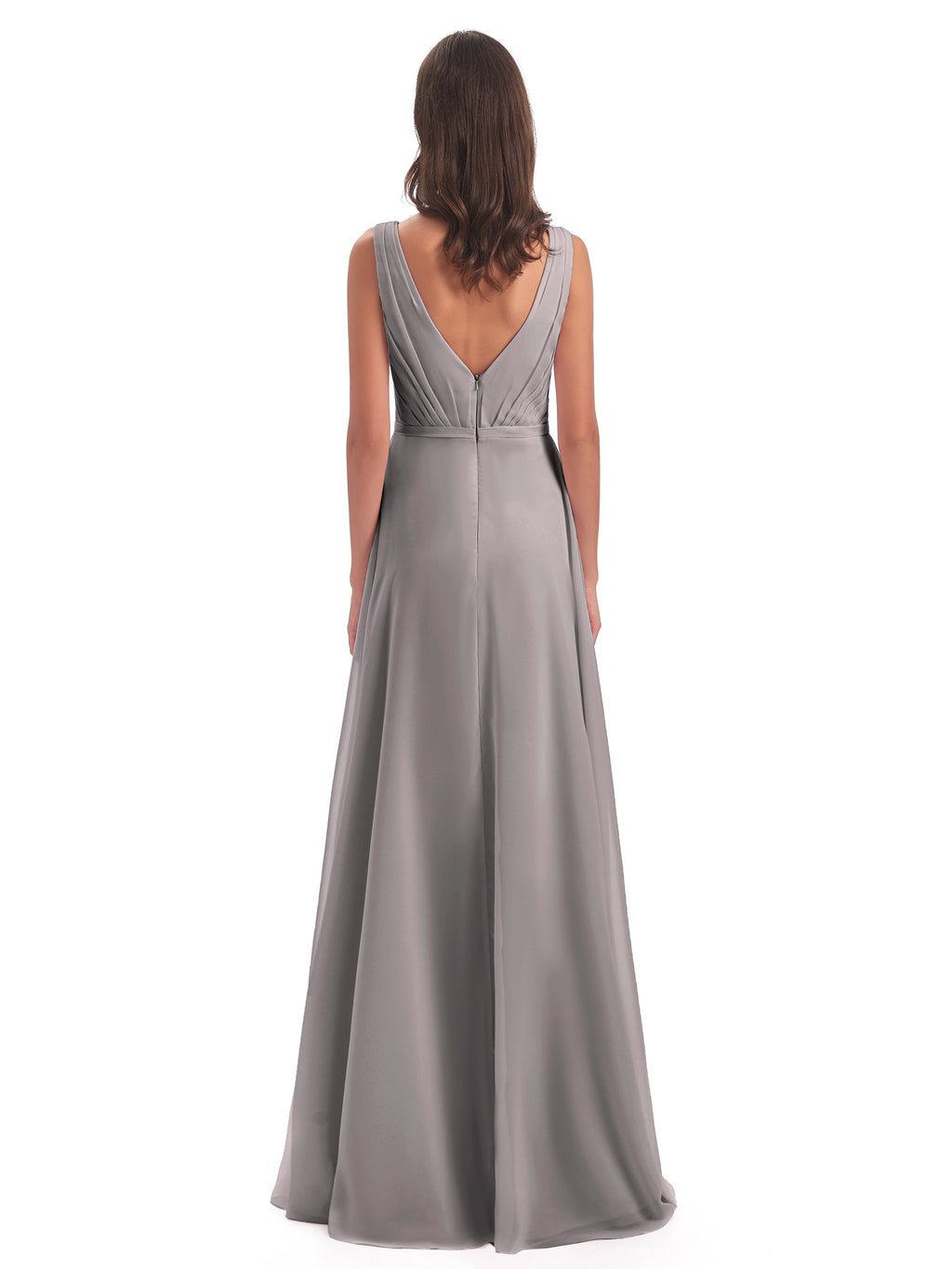 Kristina Sheath Floor Length V-Neck Chiffon Bridesmaid Dresses