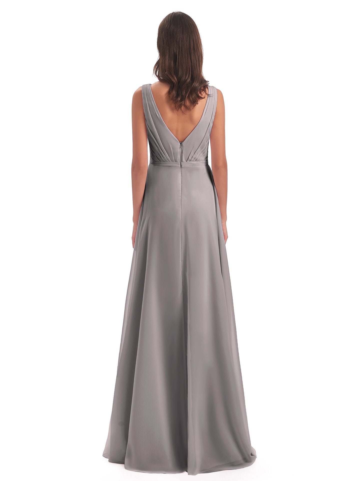 Kristina Sheath Floor Length V-Neck Chiffon Bridesmaid Dresses