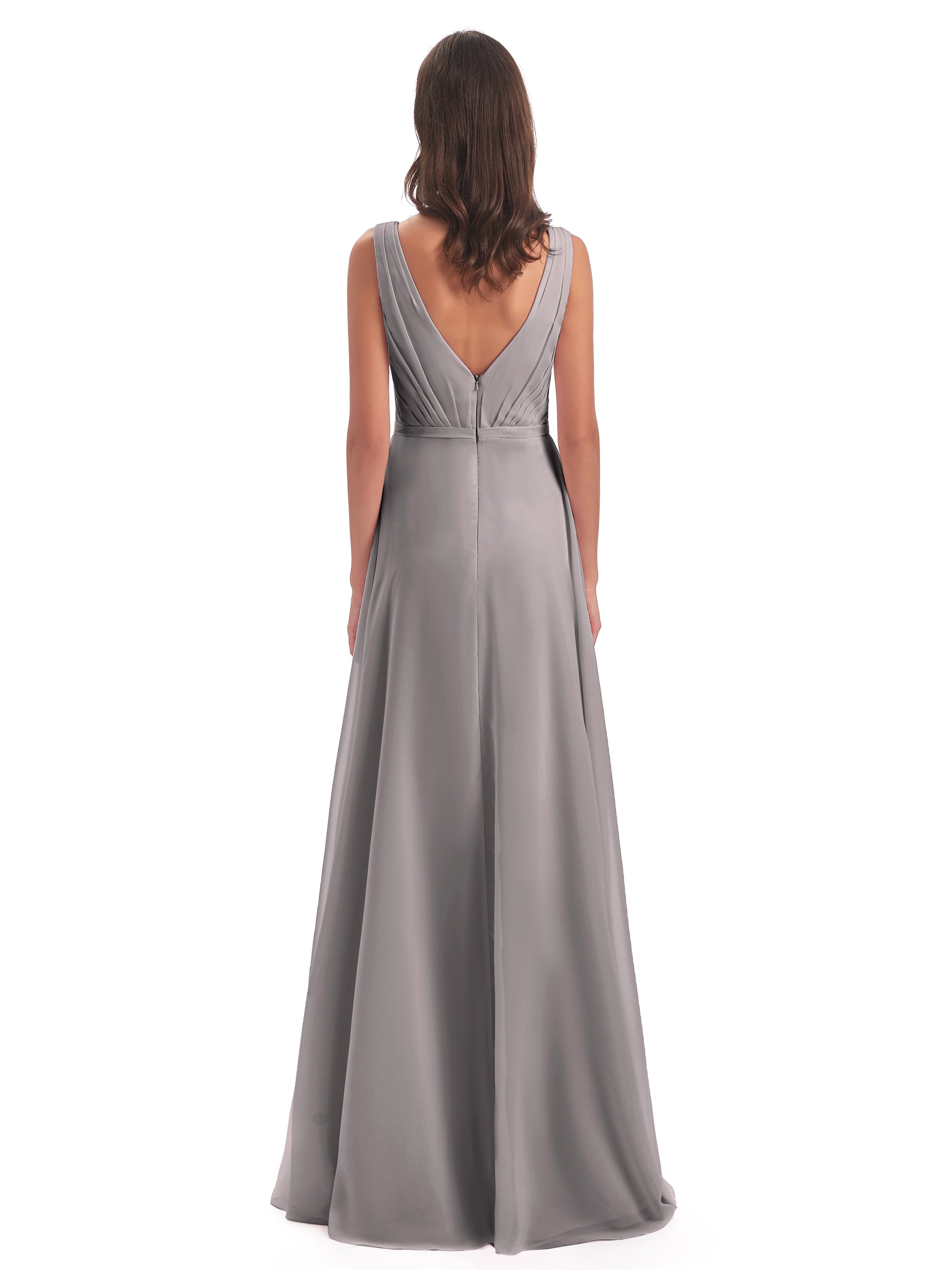 Kristina Sheath Floor Length V-Neck Chiffon Bridesmaid Dresses