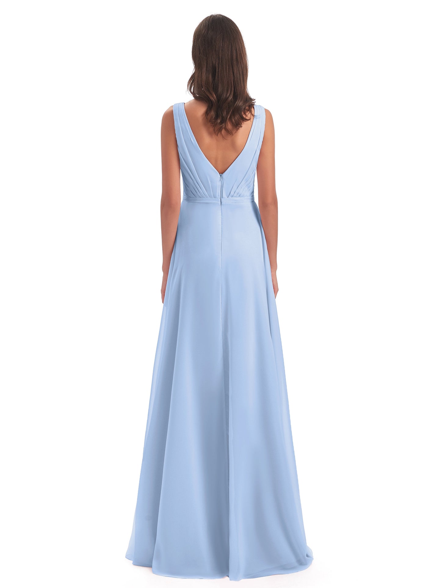 Kristina Sheath Floor Length V-Neck Chiffon Bridesmaid Dresses