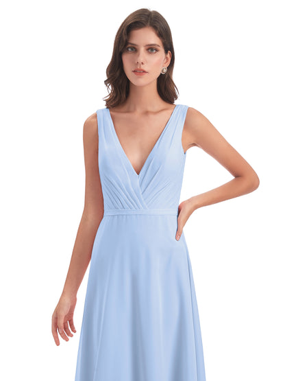 Kristina Sheath Floor Length V-Neck Chiffon Bridesmaid Dresses