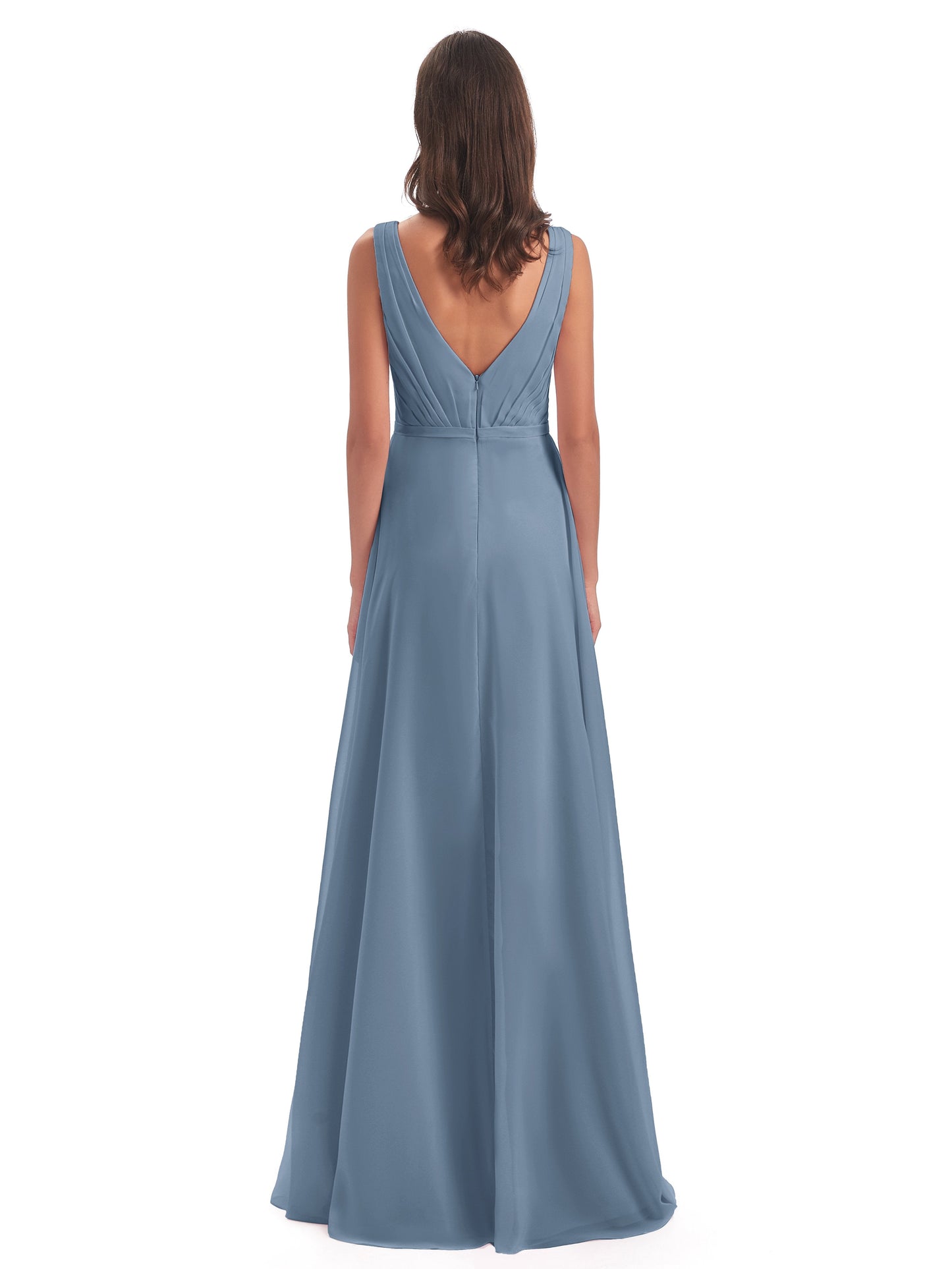 Kristina Sheath Floor Length V-Neck Chiffon Bridesmaid Dresses