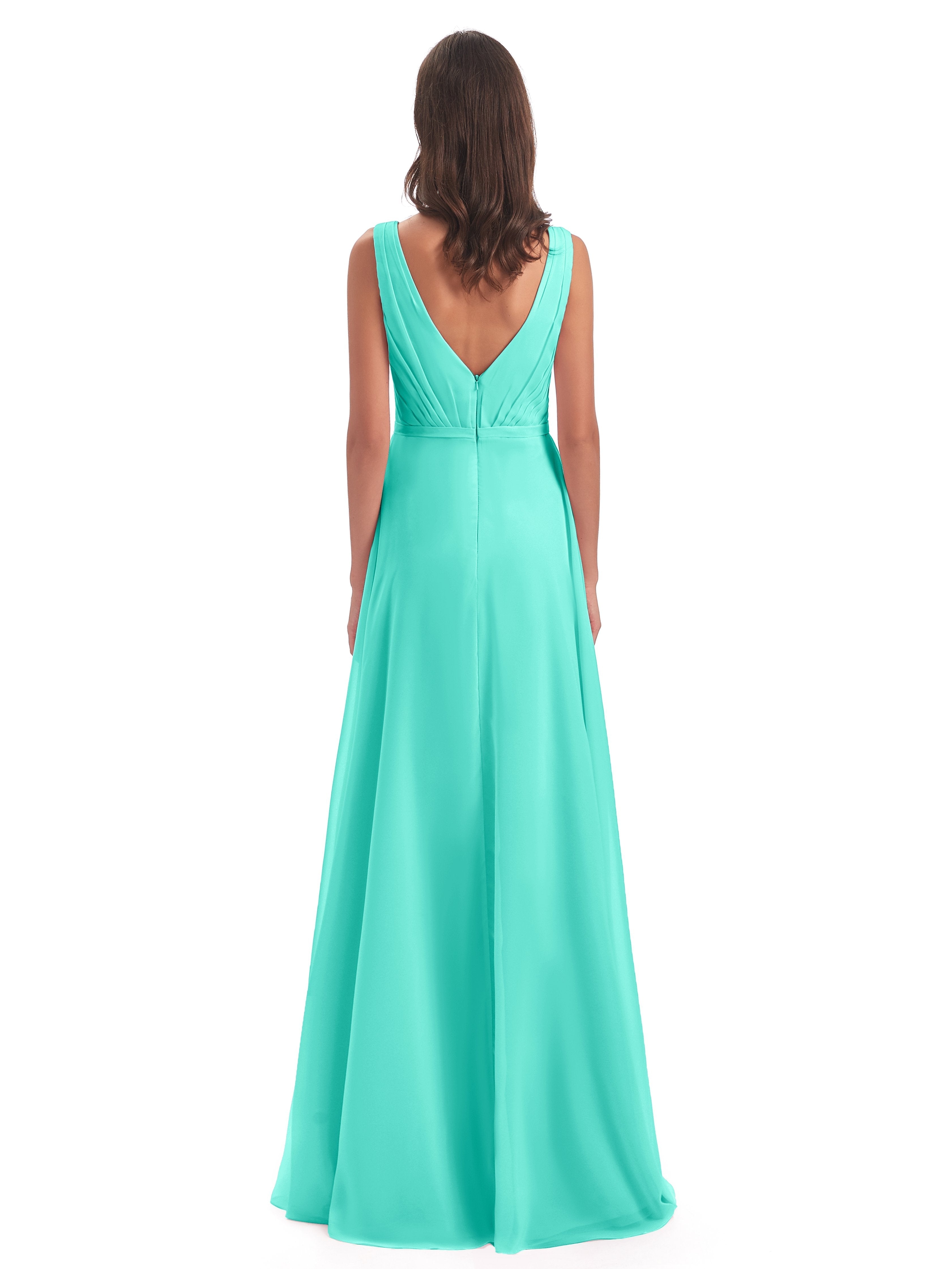 Kristina Sheath Floor Length V-Neck Chiffon Bridesmaid Dresses