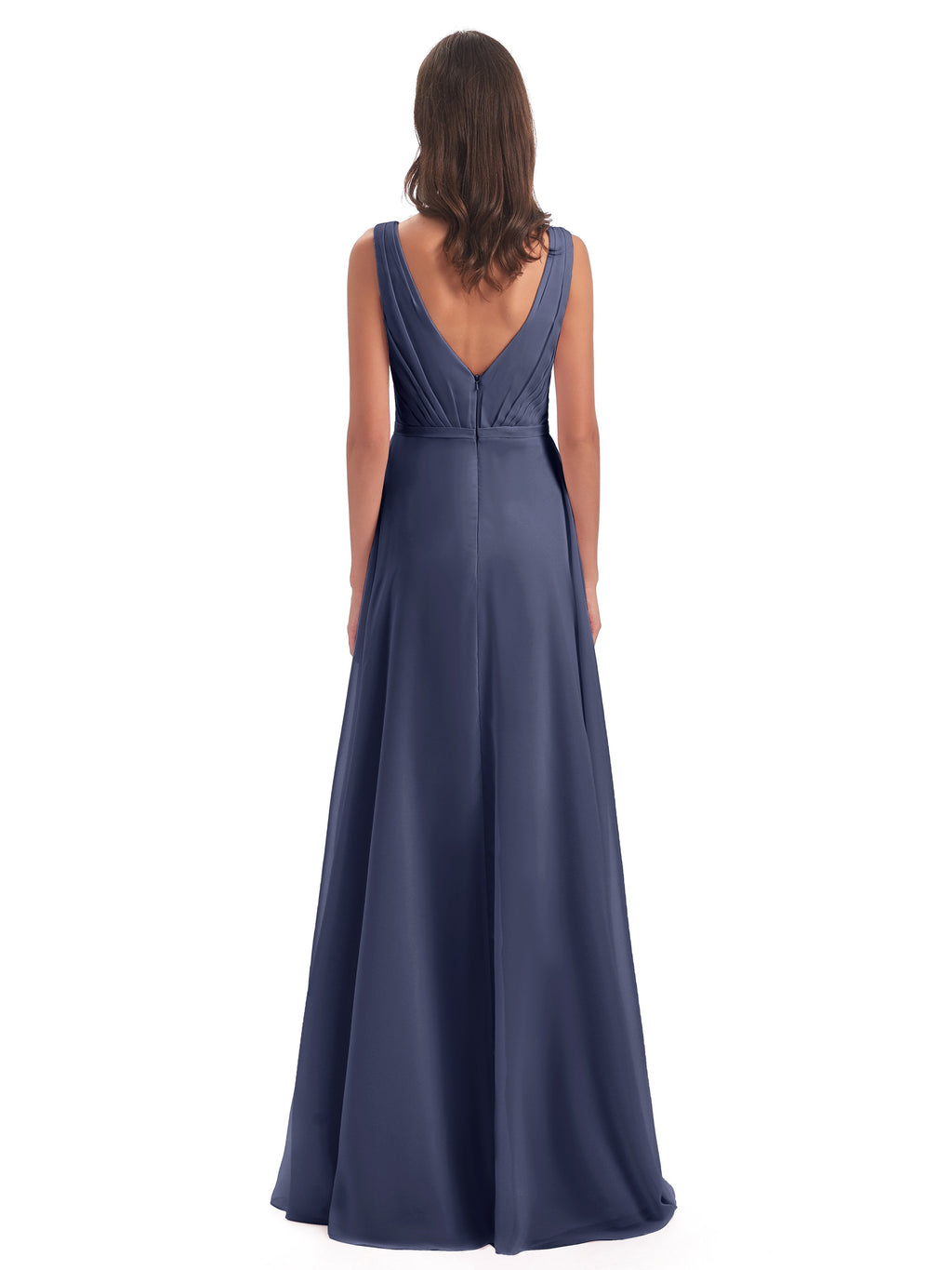 Kristina Sheath Floor Length V-Neck Chiffon Bridesmaid Dresses