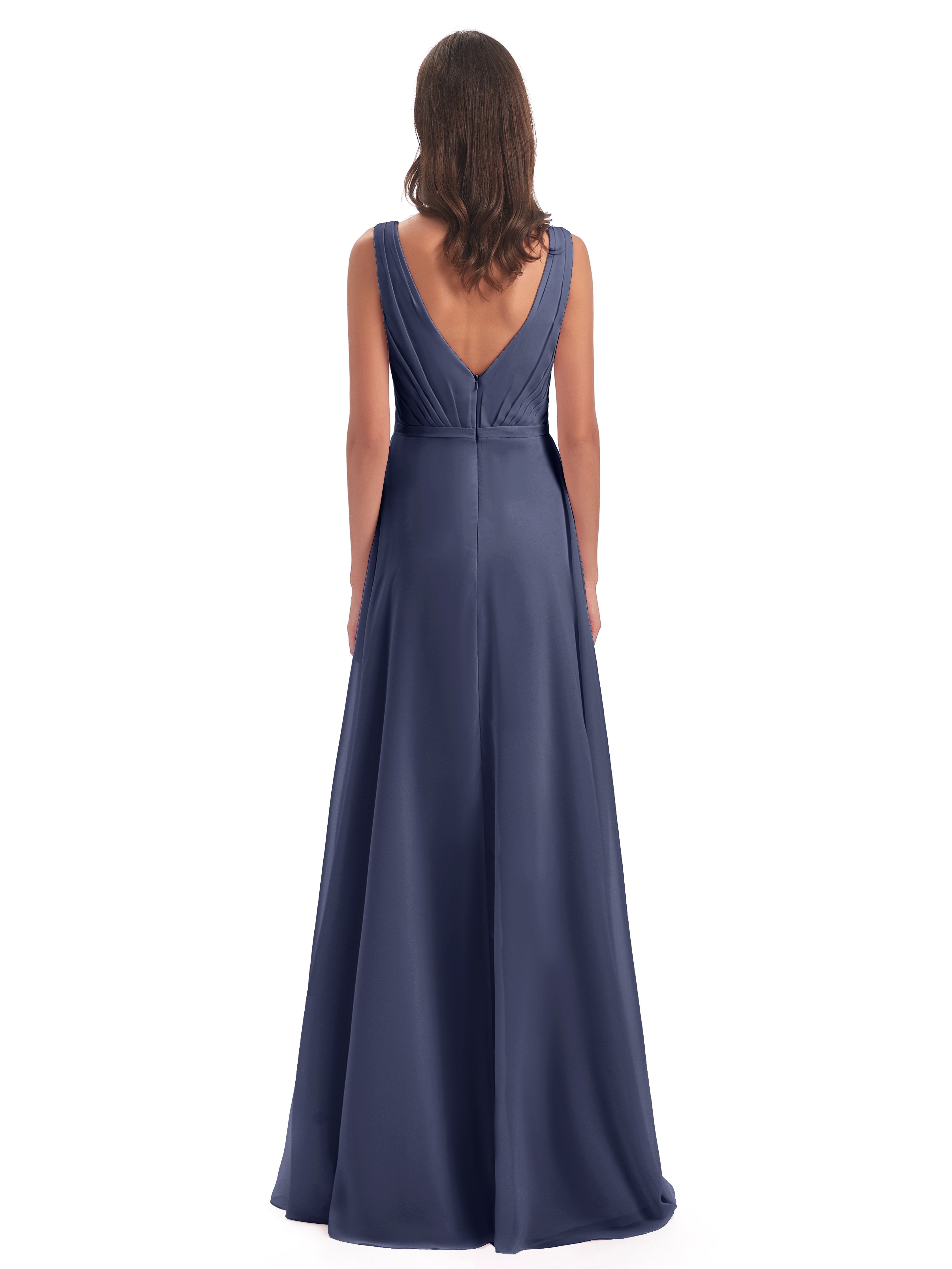 Kristina Sheath Floor Length V-Neck Chiffon Bridesmaid Dresses