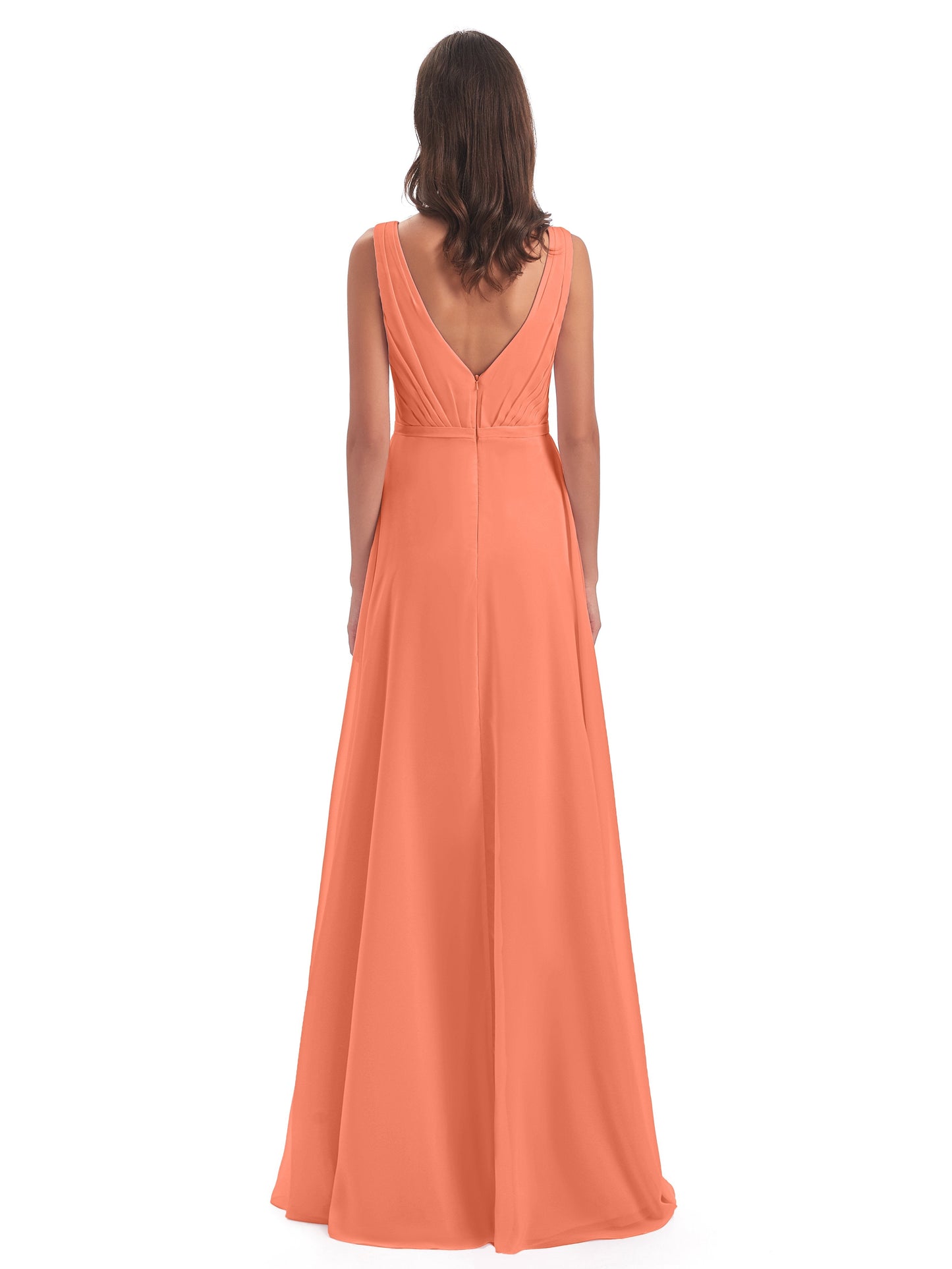 Kristina Sheath Floor Length V-Neck Chiffon Bridesmaid Dresses