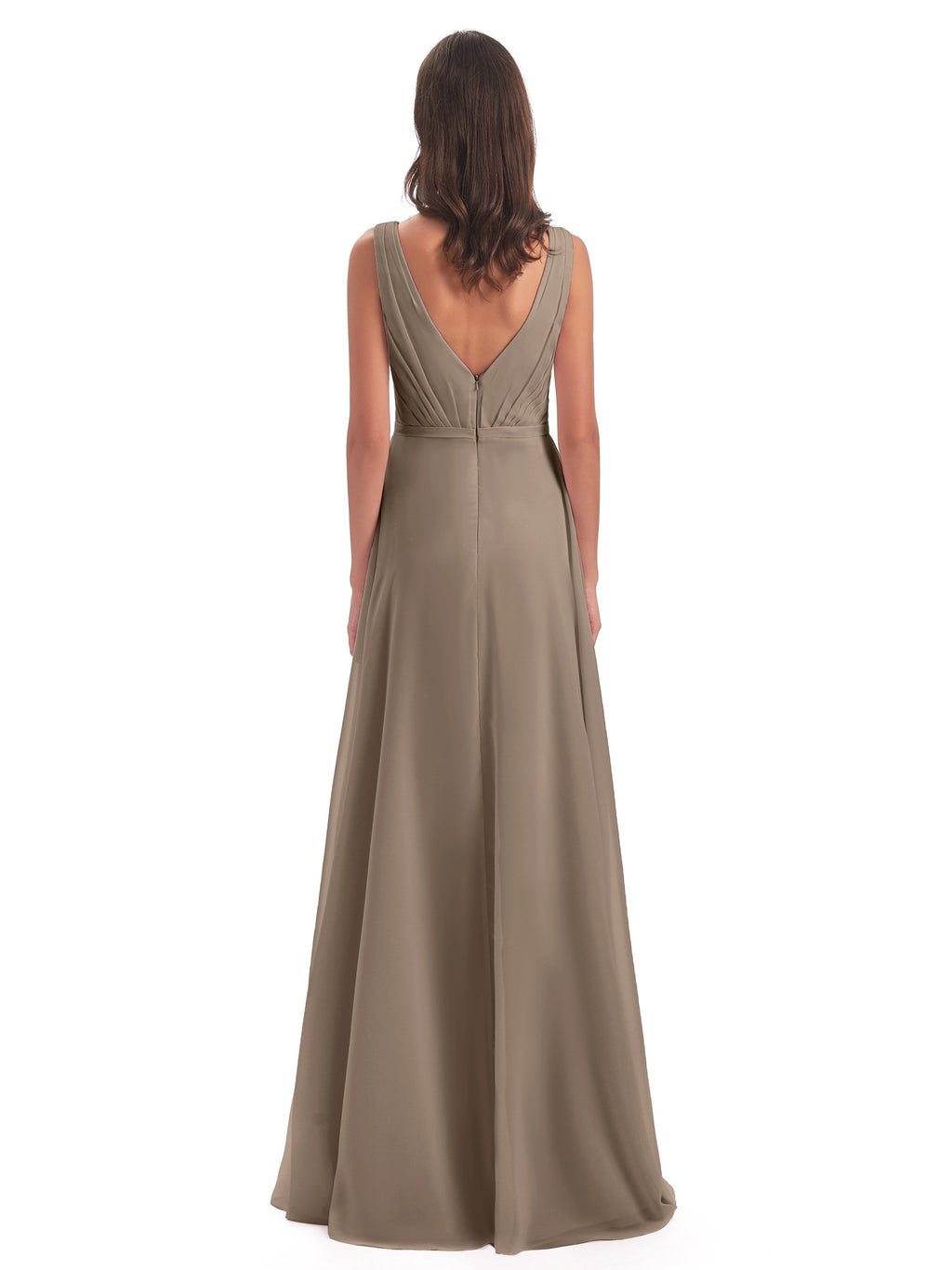 Kristina Sheath Floor Length V-Neck Chiffon Bridesmaid Dresses