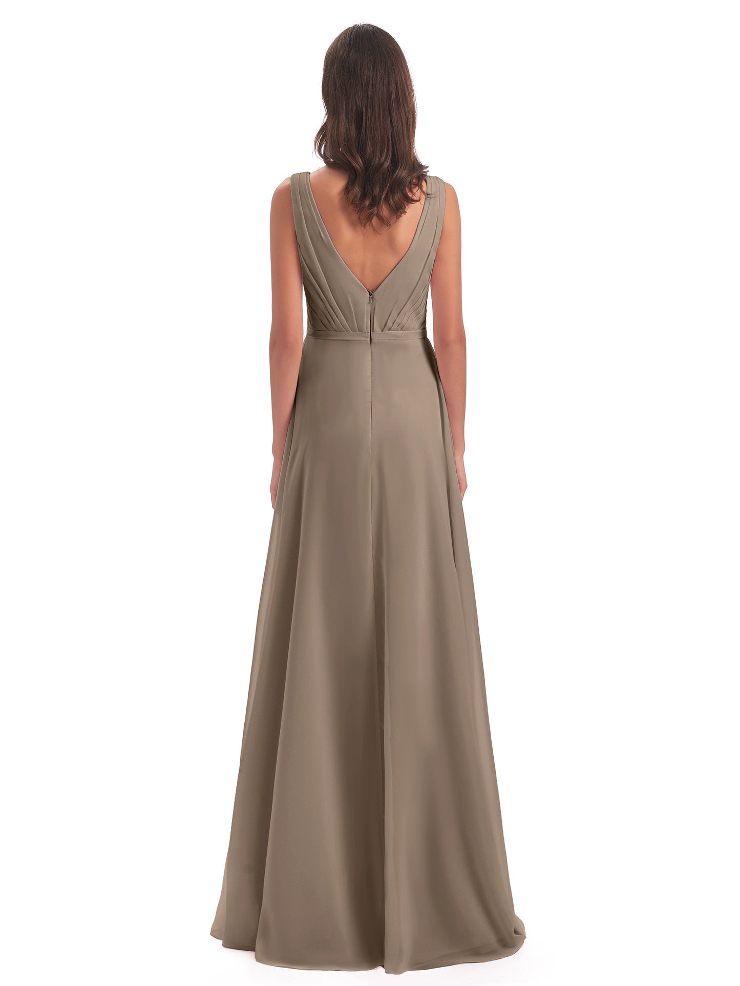 Kristina Sheath Floor Length V-Neck Chiffon Bridesmaid Dresses