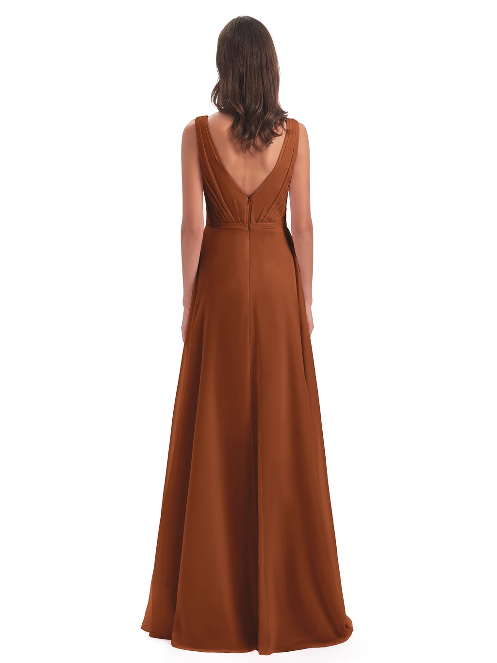 Kristina Sheath Floor Length V-Neck Chiffon Bridesmaid Dresses