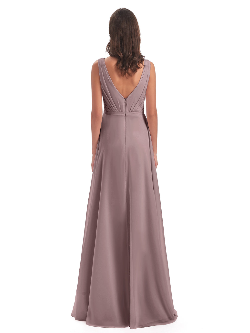 Kristina Sheath Floor Length V-Neck Chiffon Bridesmaid Dresses