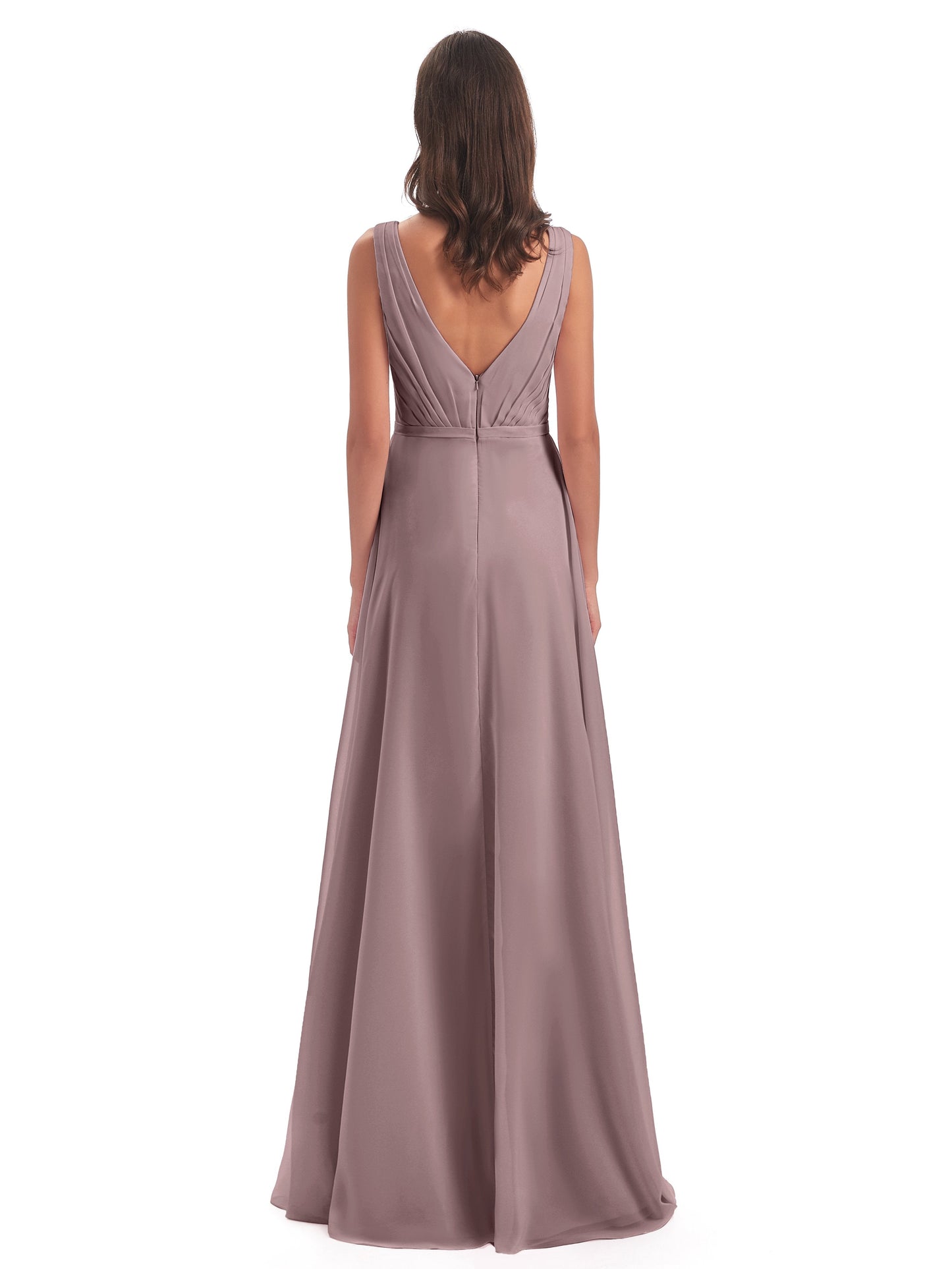 Kristina Sheath Floor Length V-Neck Chiffon Bridesmaid Dresses