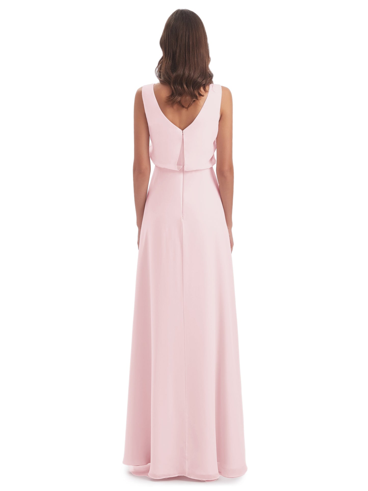 Layla Sheath Scoop V Back Chiffon Long Bridesmaid Dresses