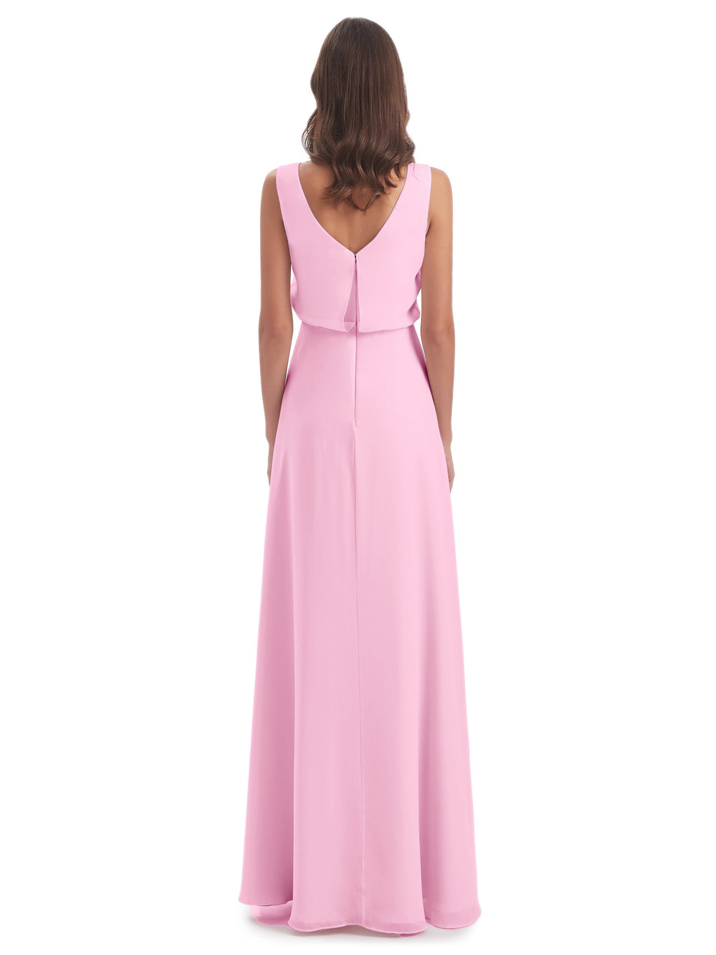 Layla Sheath Scoop V Back Chiffon Long Bridesmaid Dresses
