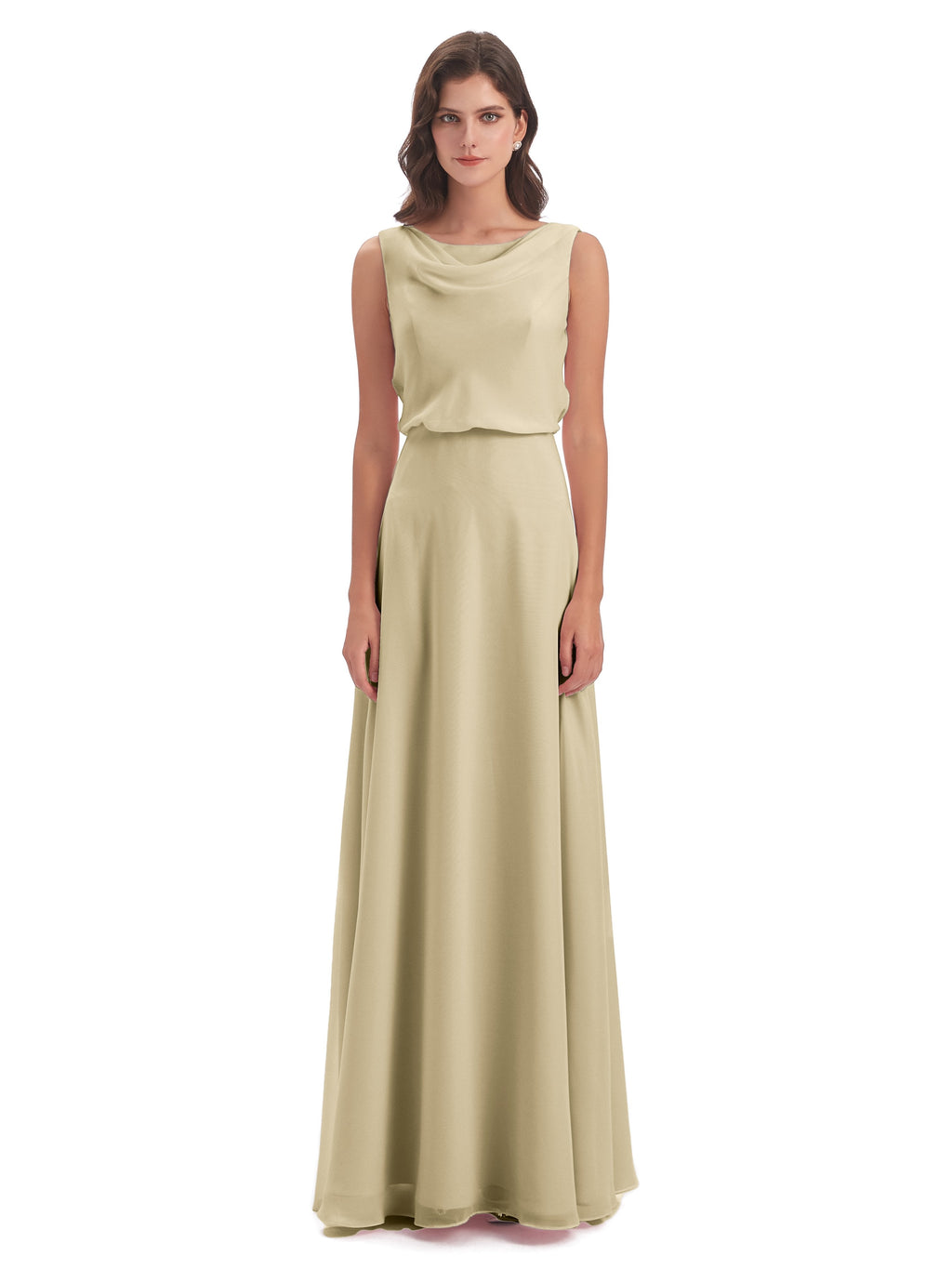 Layla Sheath Scoop V Back Chiffon Long Bridesmaid Dresses