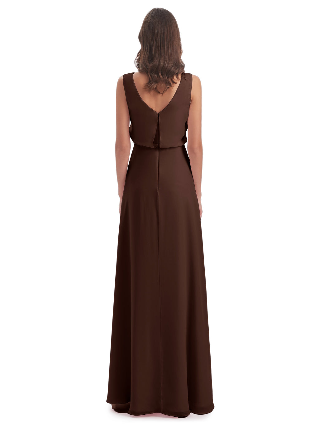 Layla Sheath Scoop V Back Chiffon Long Bridesmaid Dresses