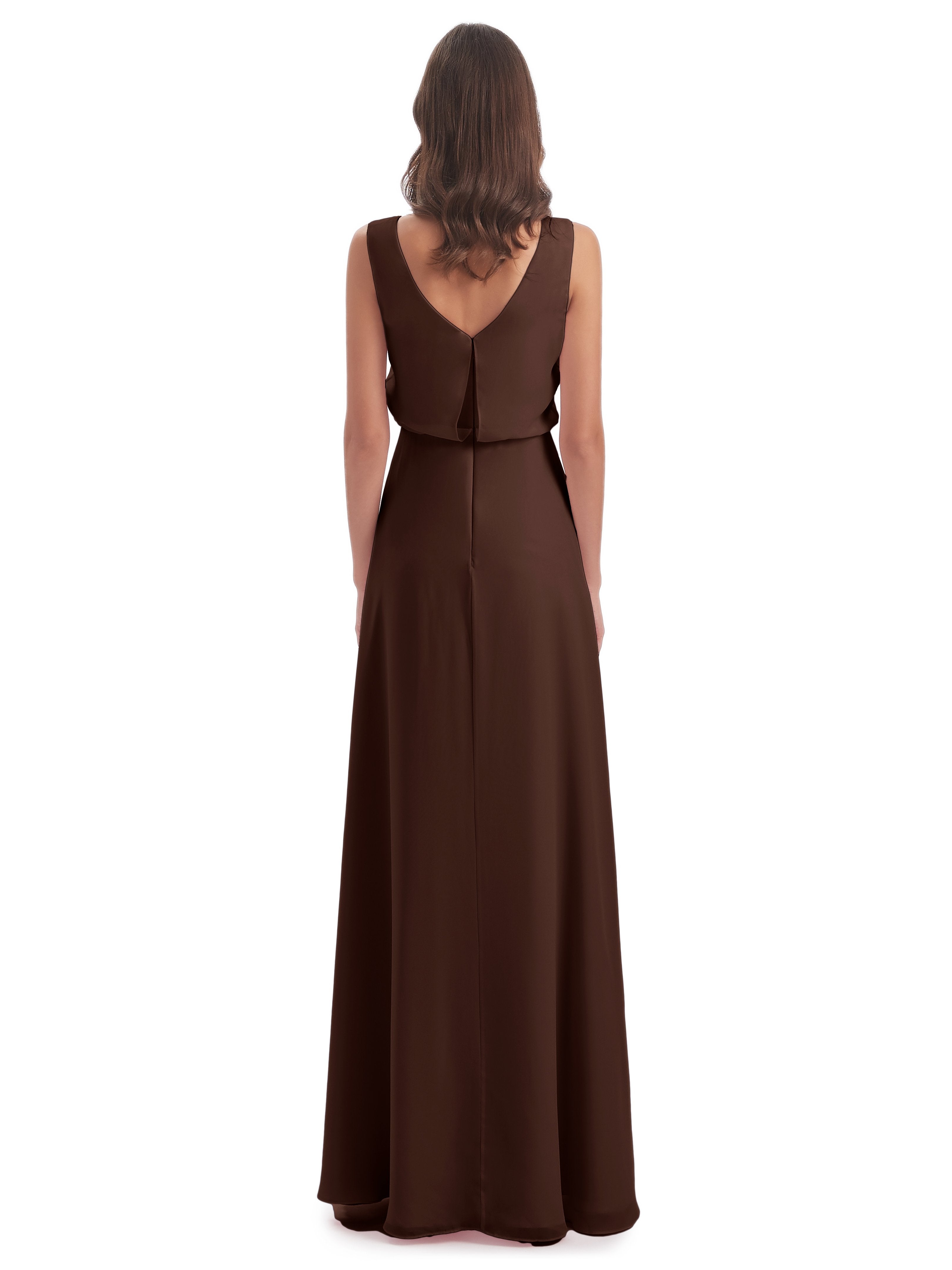 Layla Sheath Scoop V Back Chiffon Long Bridesmaid Dresses
