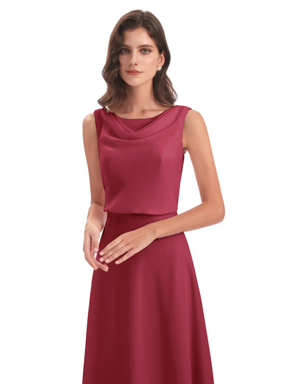 Layla Sheath Scoop V Back Chiffon Long Bridesmaid Dresses