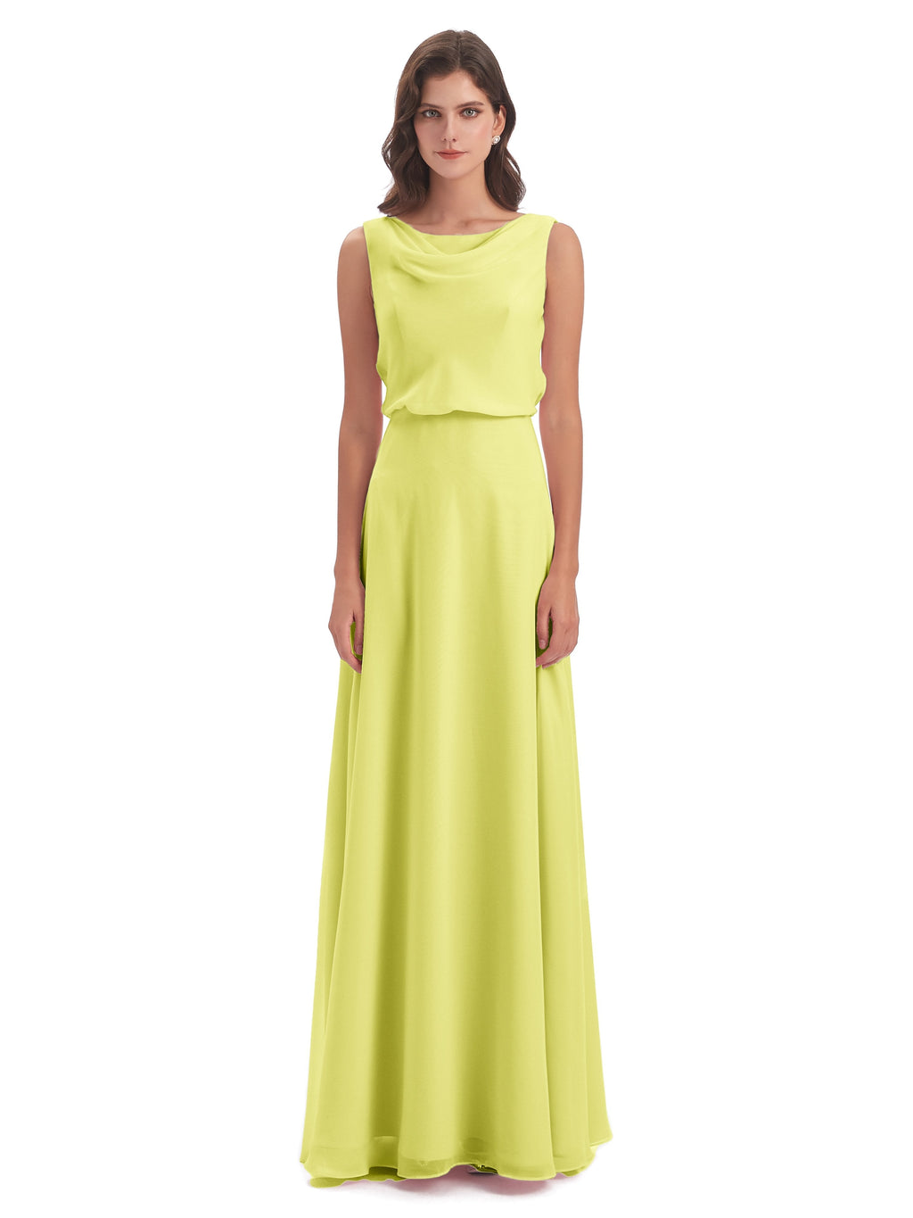 Layla Sheath Scoop V Back Chiffon Long Bridesmaid Dresses