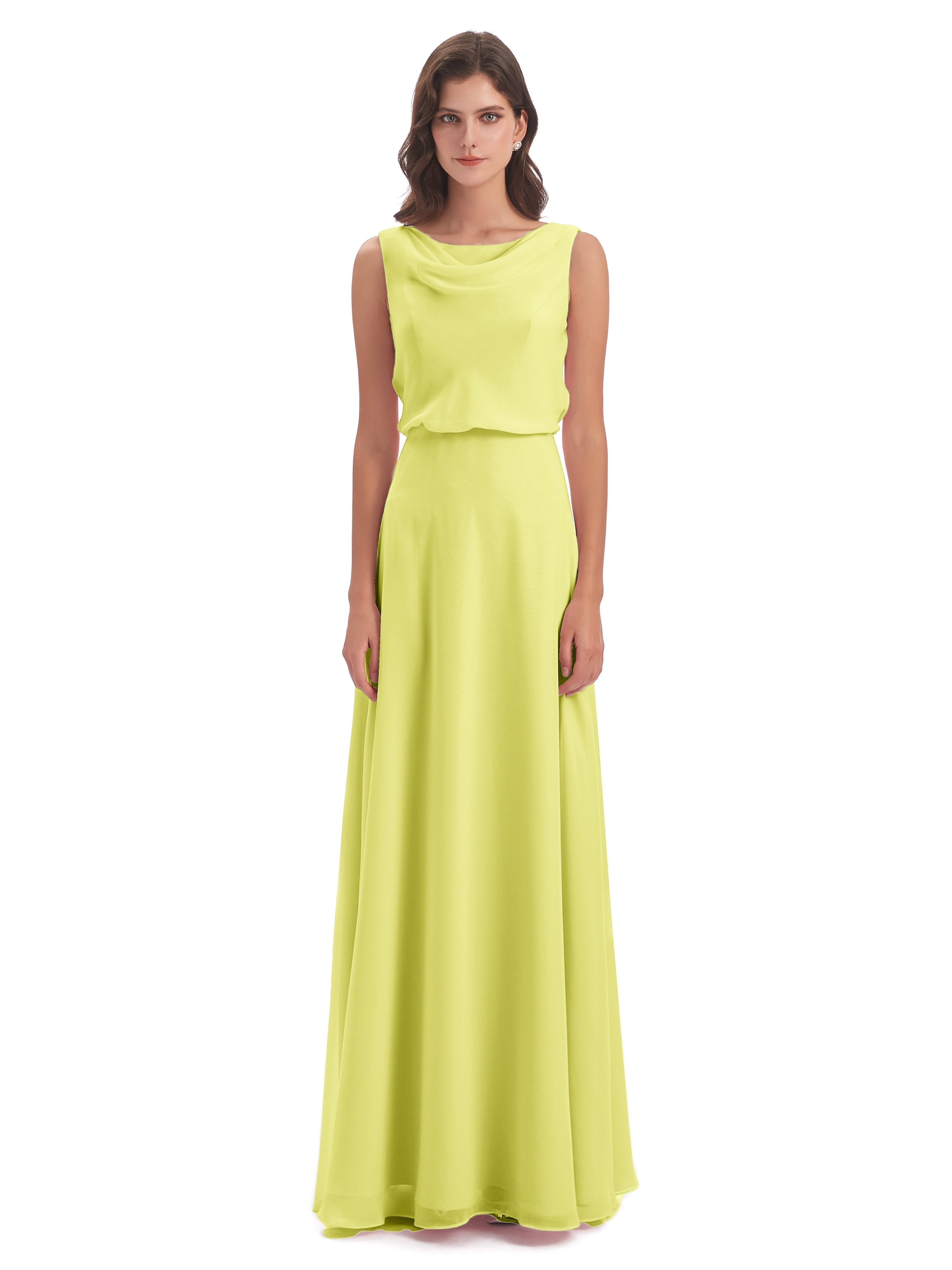 Layla Sheath Scoop V Back Chiffon Long Bridesmaid Dresses