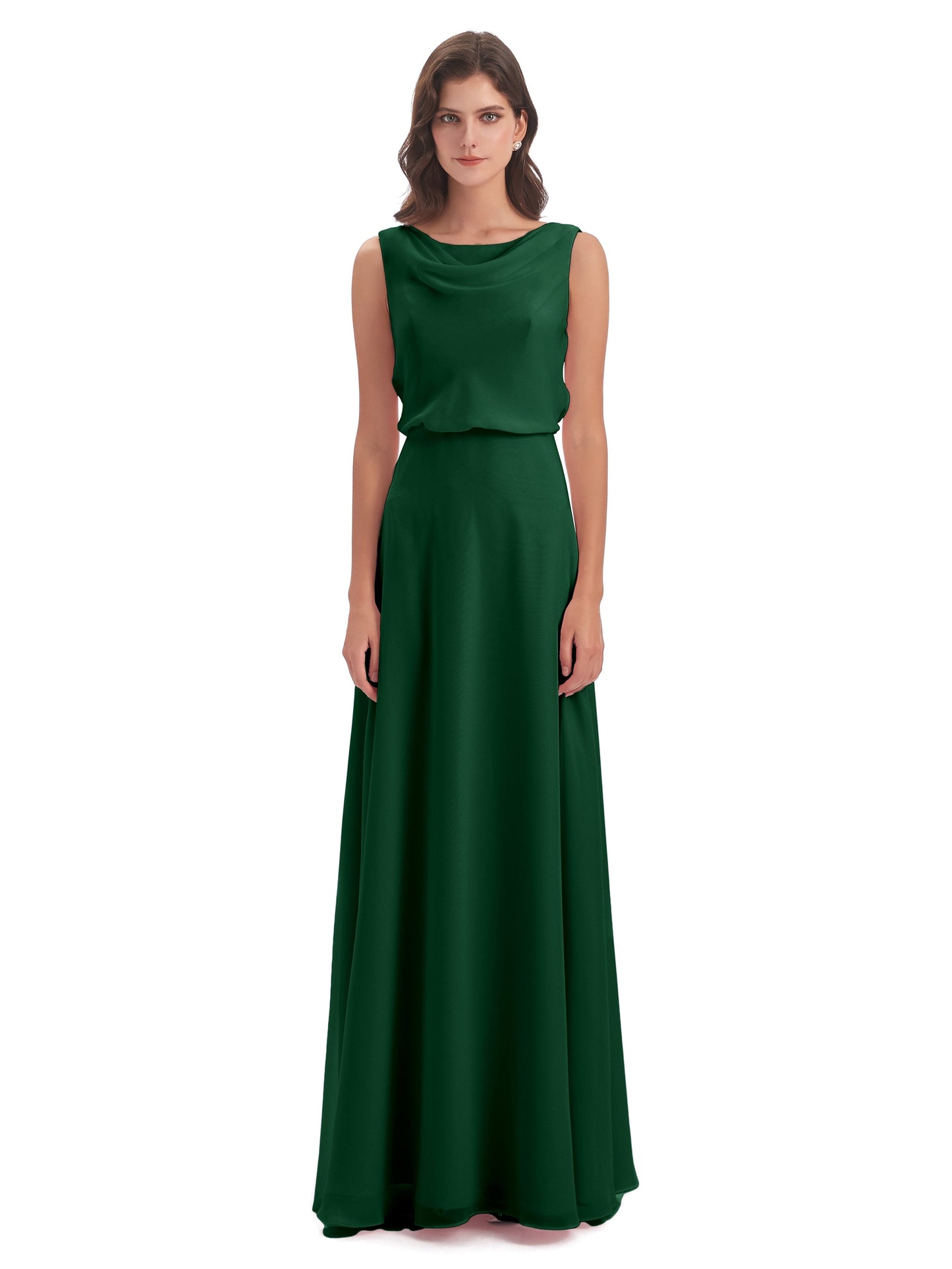 Layla Sheath Scoop V Back Chiffon Long Bridesmaid Dresses