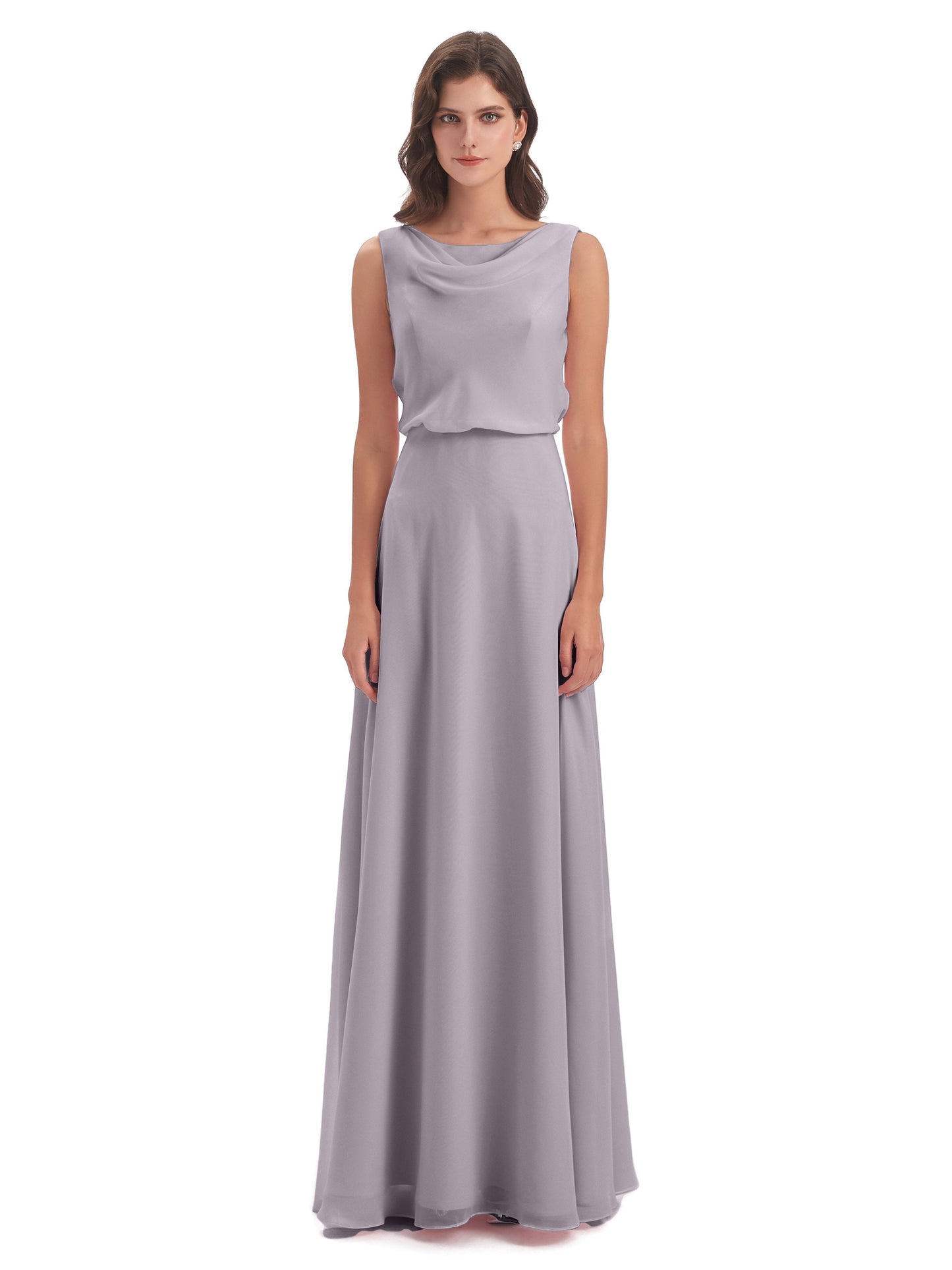 Layla Sheath Scoop V Back Chiffon Long Bridesmaid Dresses