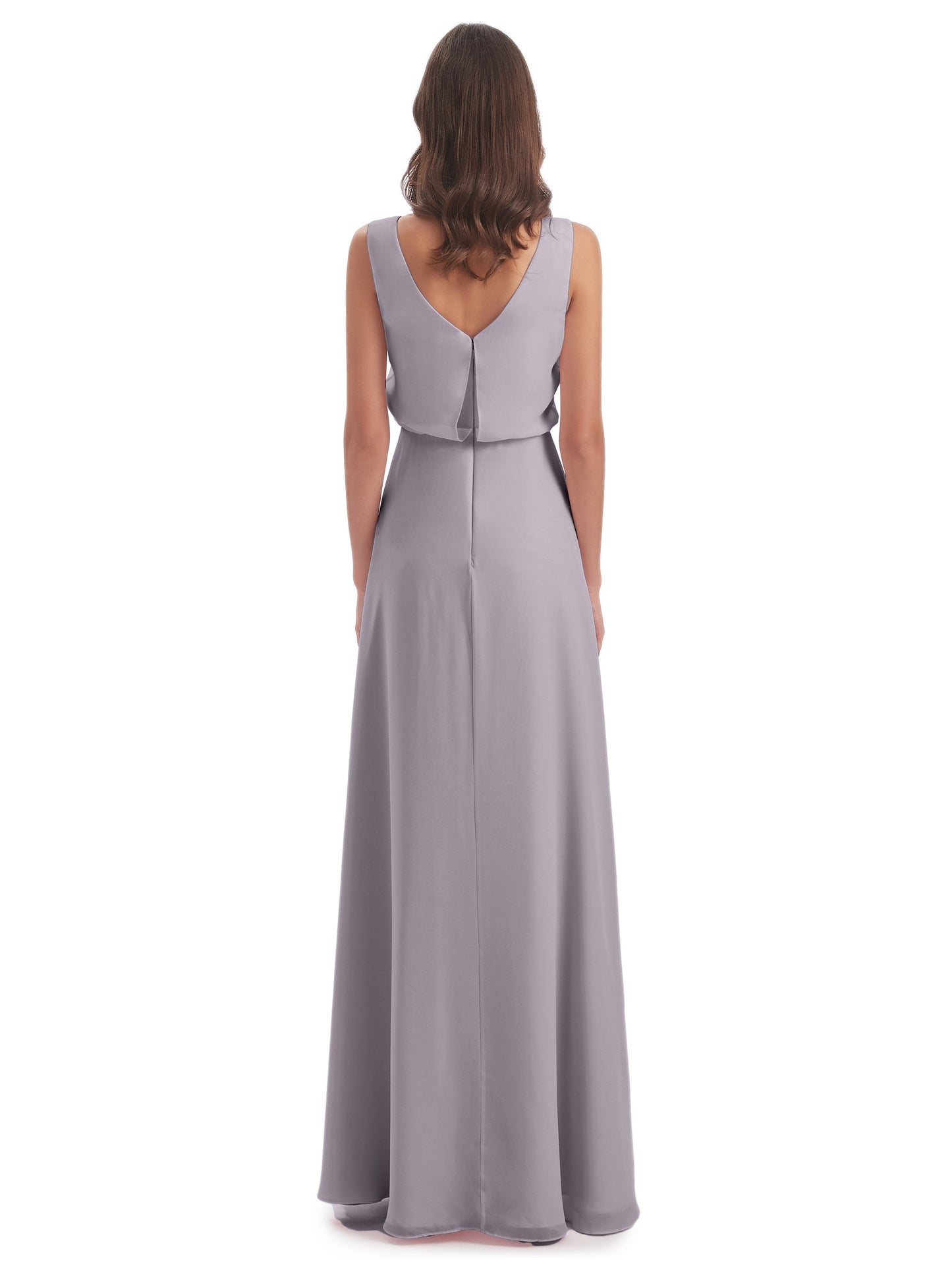Layla Sheath Scoop V Back Chiffon Long Bridesmaid Dresses