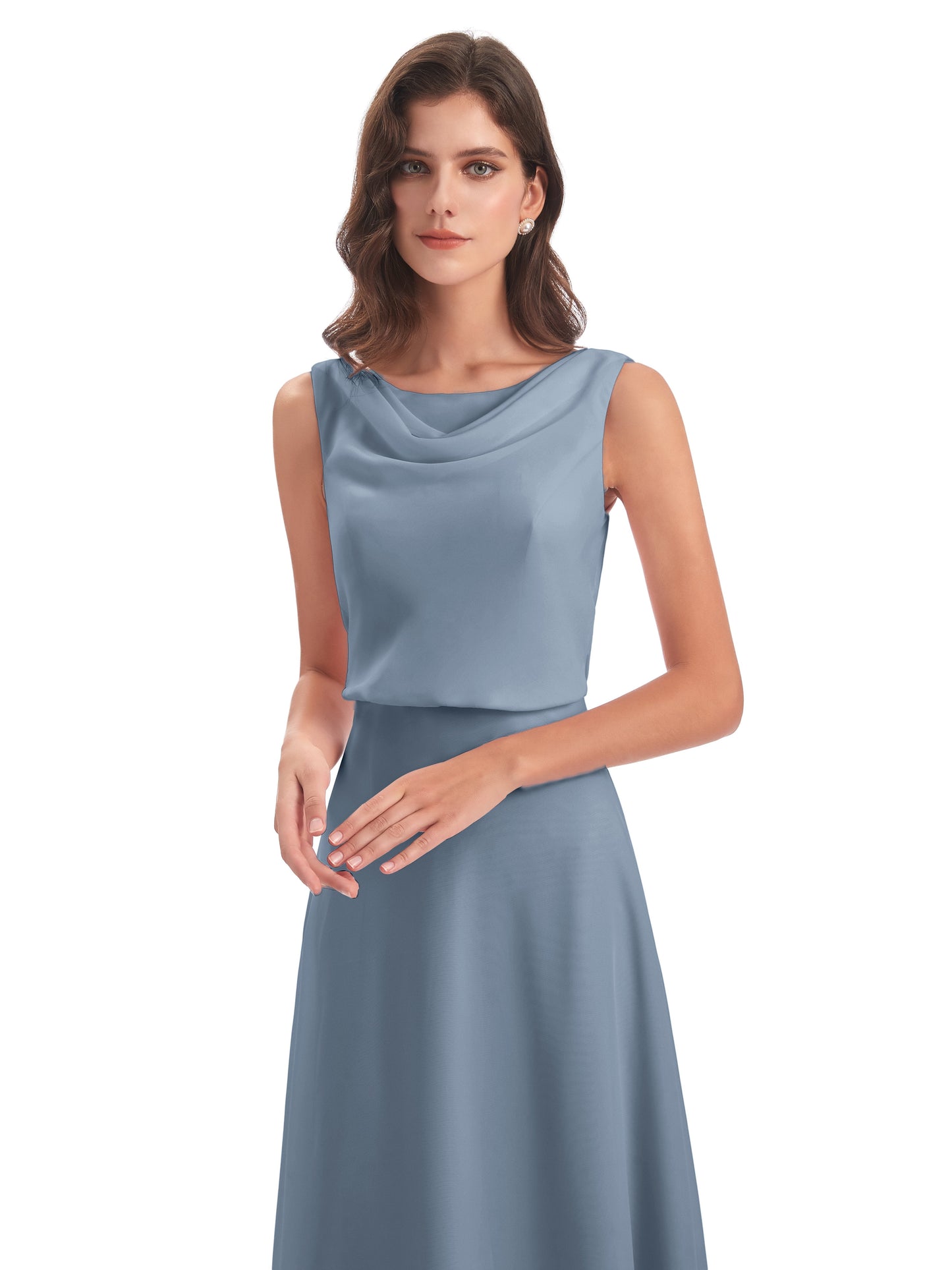 Layla Sheath Scoop V Back Chiffon Long Bridesmaid Dresses