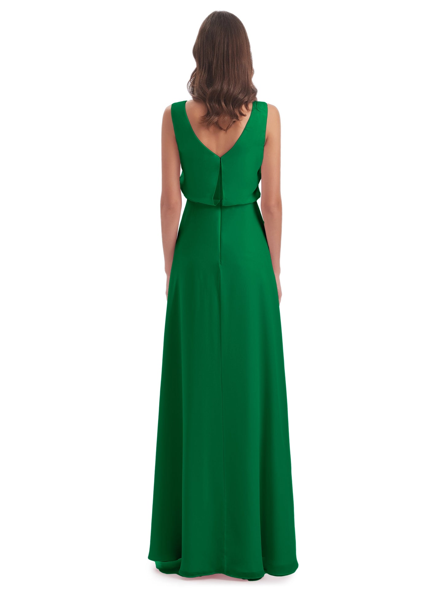 Layla Sheath Scoop V Back Chiffon Long Bridesmaid Dresses