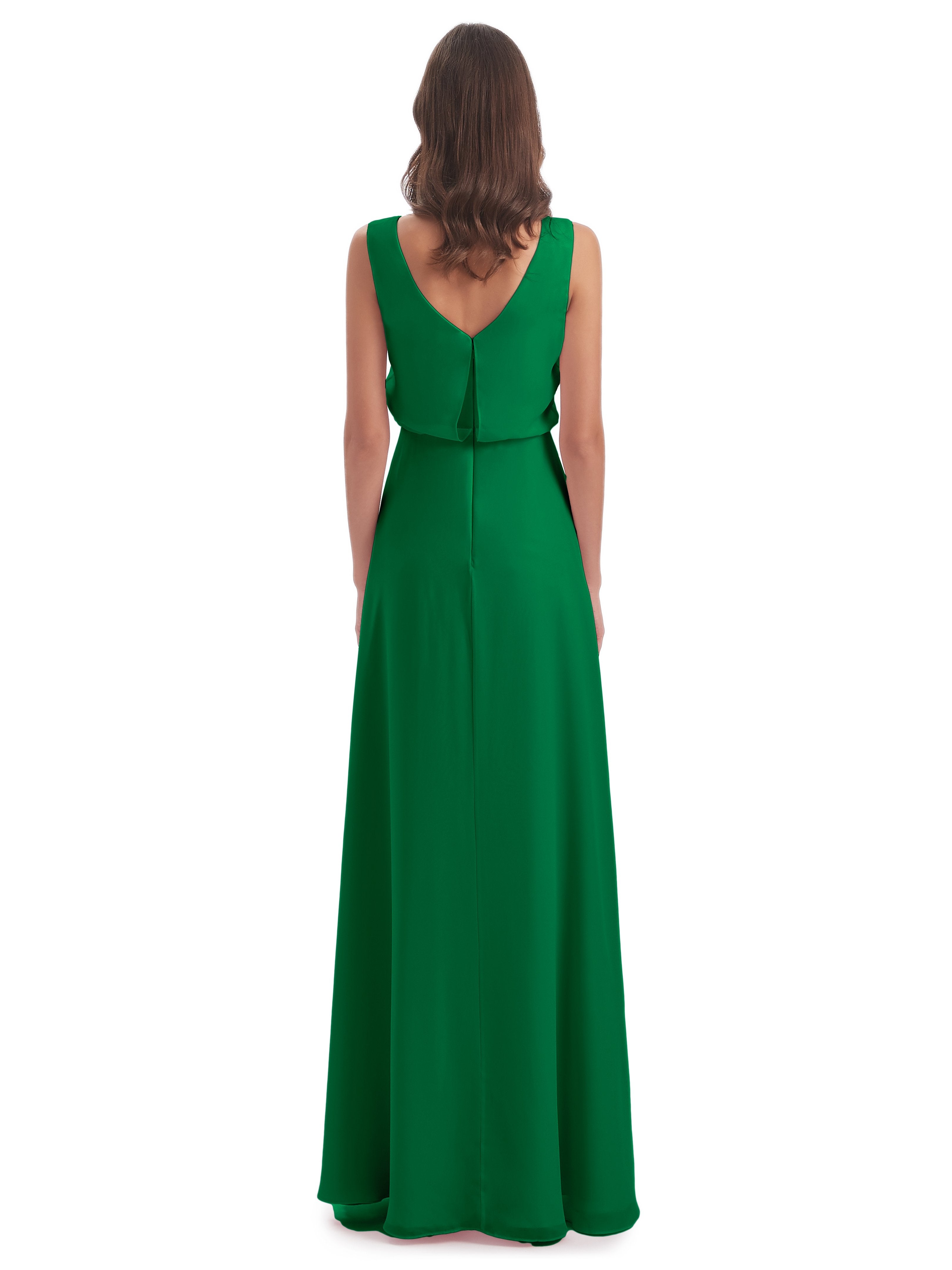 Layla Sheath Scoop V Back Chiffon Long Bridesmaid Dresses