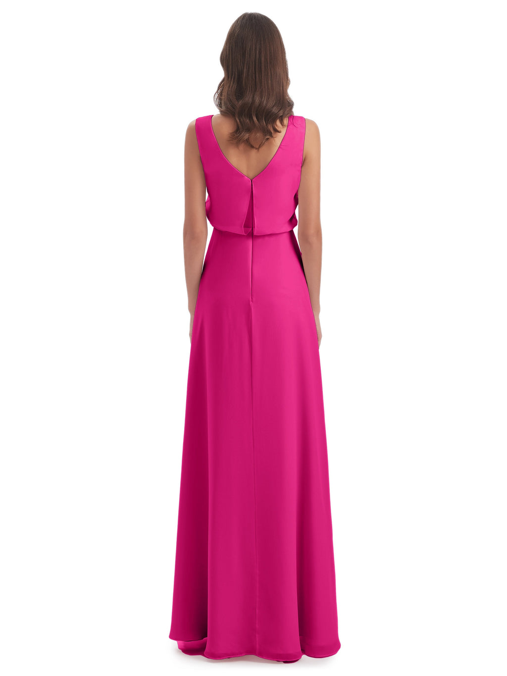 Layla Sheath Scoop V Back Chiffon Long Bridesmaid Dresses