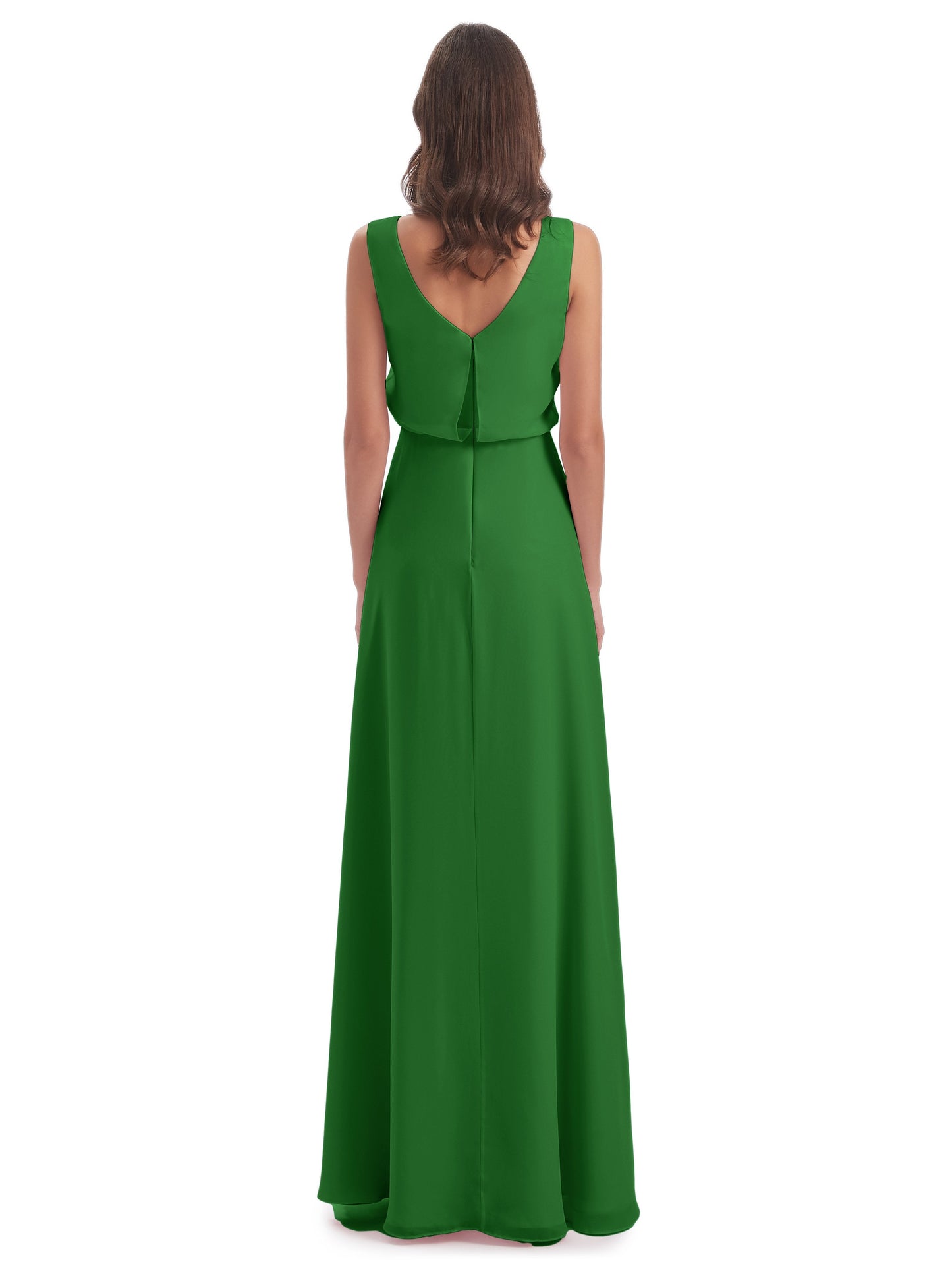 Layla Sheath Scoop V Back Chiffon Long Bridesmaid Dresses
