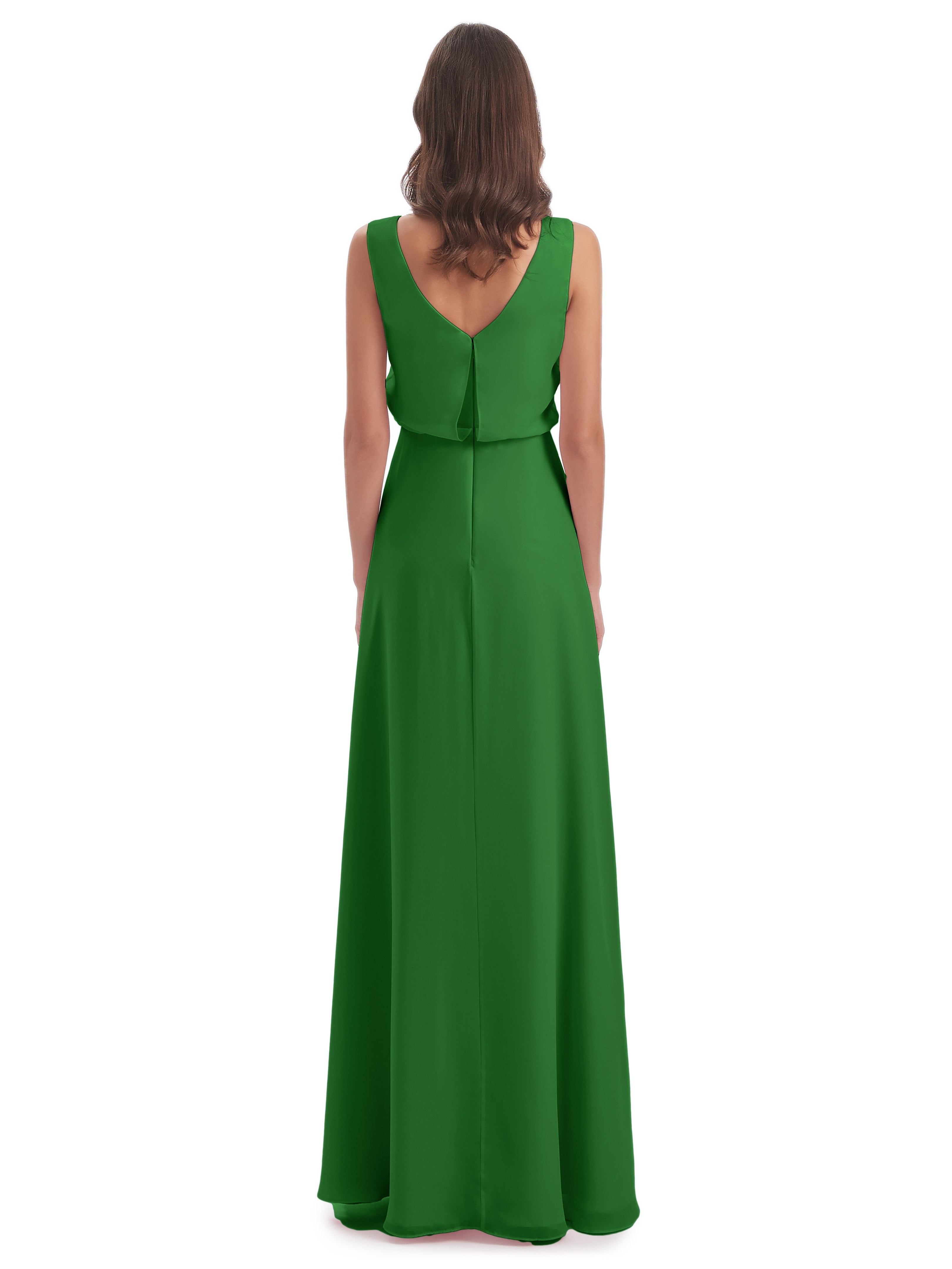 Layla Sheath Scoop V Back Chiffon Long Bridesmaid Dresses