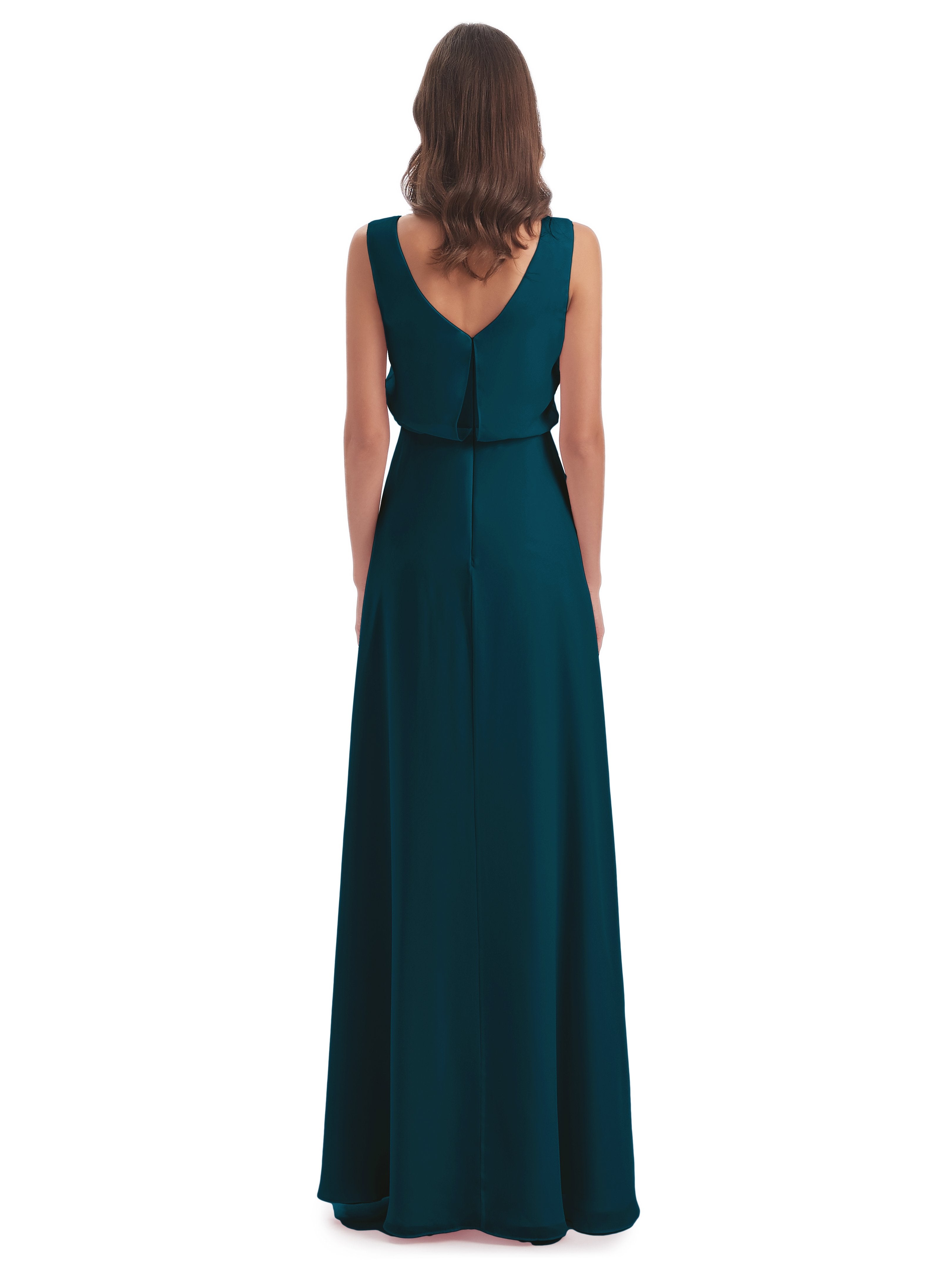 Layla Sheath Scoop V Back Chiffon Long Bridesmaid Dresses