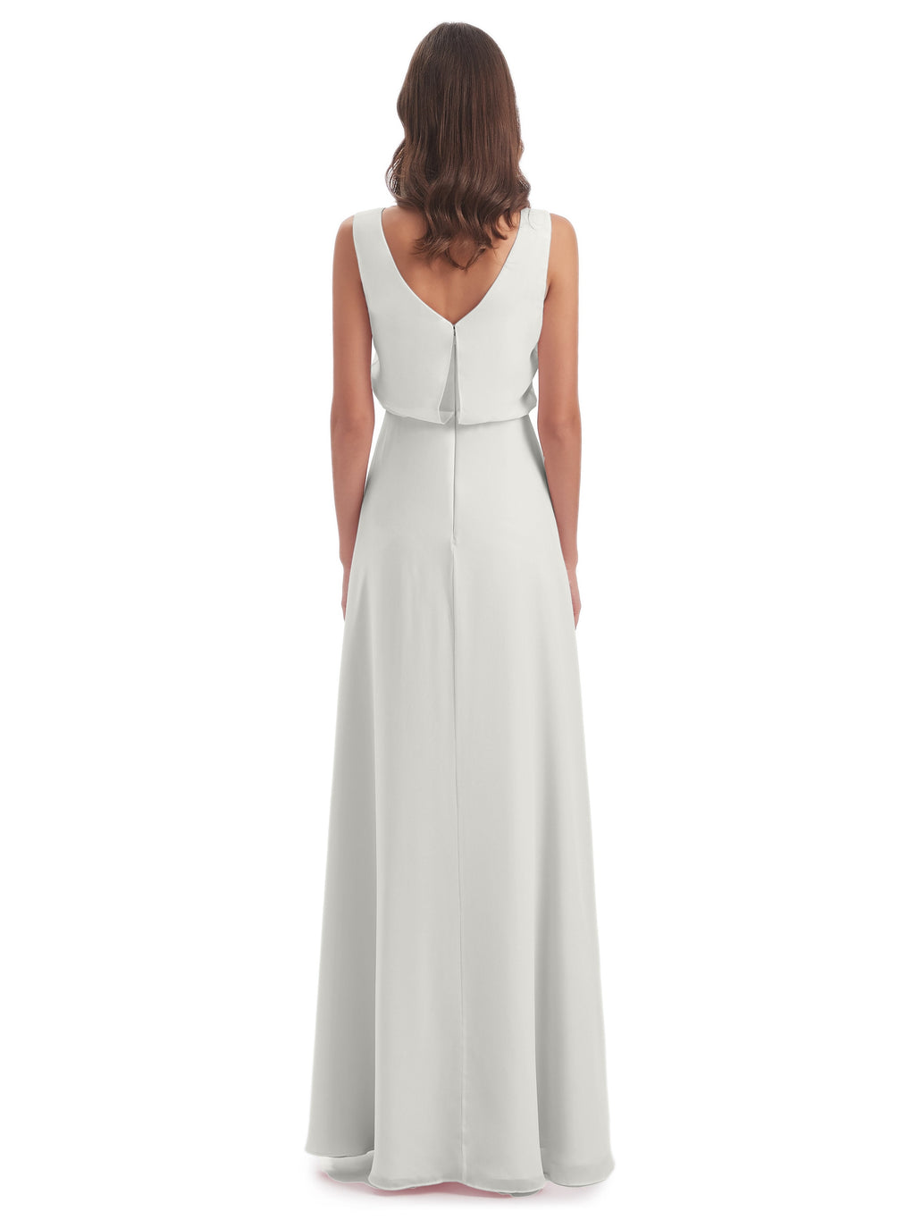 Layla Sheath Scoop V Back Chiffon Long Bridesmaid Dresses