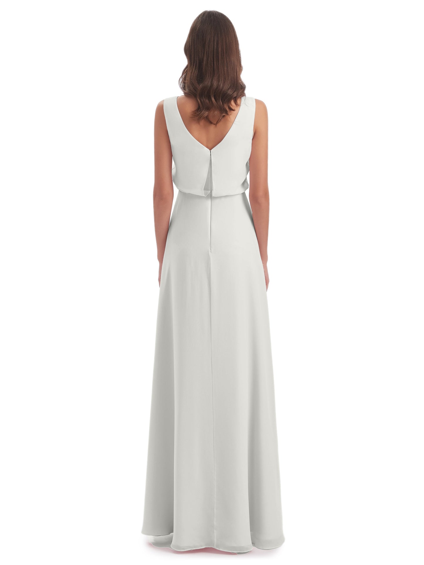 Layla Sheath Scoop V Back Chiffon Long Bridesmaid Dresses