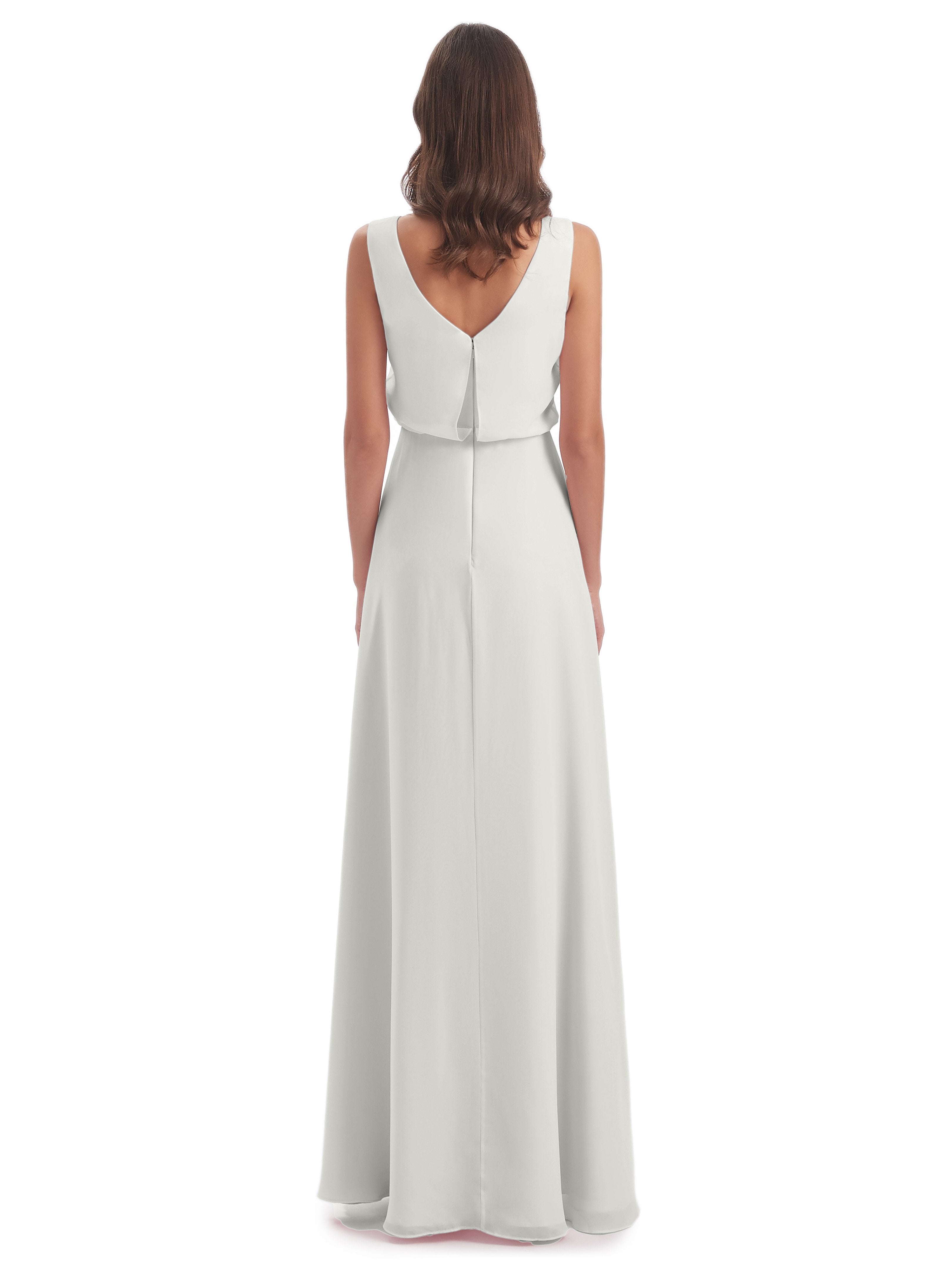 Layla Sheath Scoop V Back Chiffon Long Bridesmaid Dresses