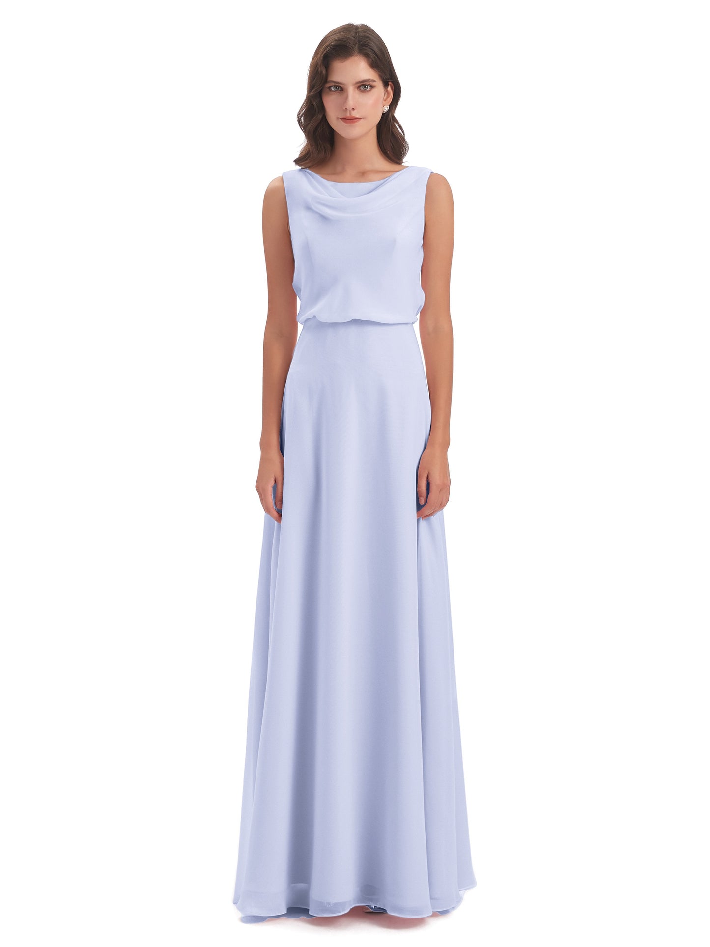 Layla Sheath Scoop V Back Chiffon Long Bridesmaid Dresses