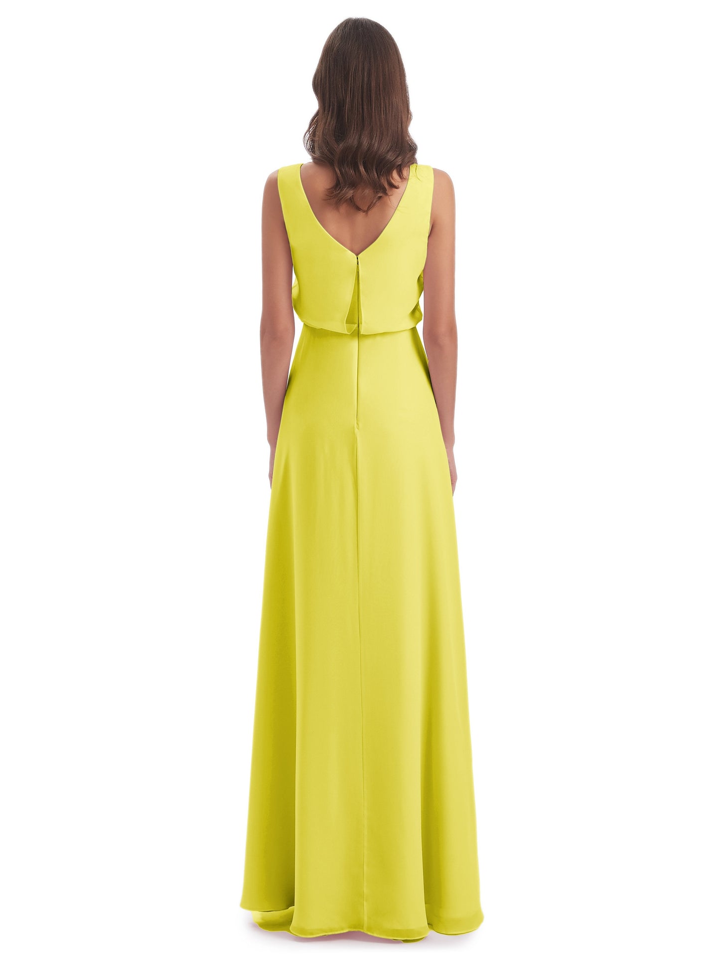 Layla Sheath Scoop V Back Chiffon Long Bridesmaid Dresses