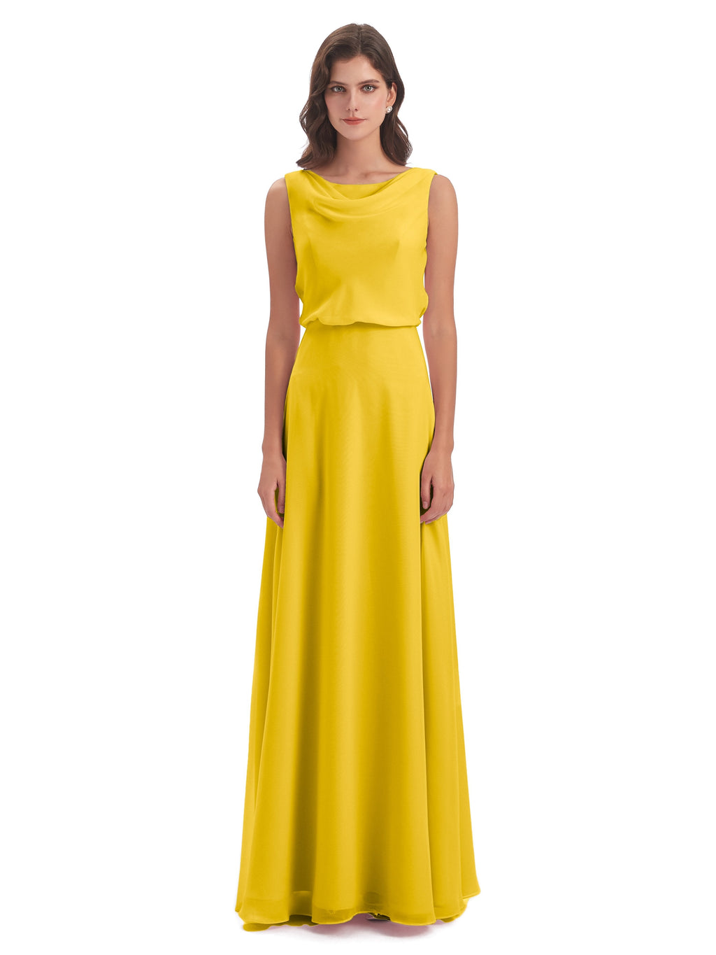 Layla Sheath Scoop V Back Chiffon Long Bridesmaid Dresses