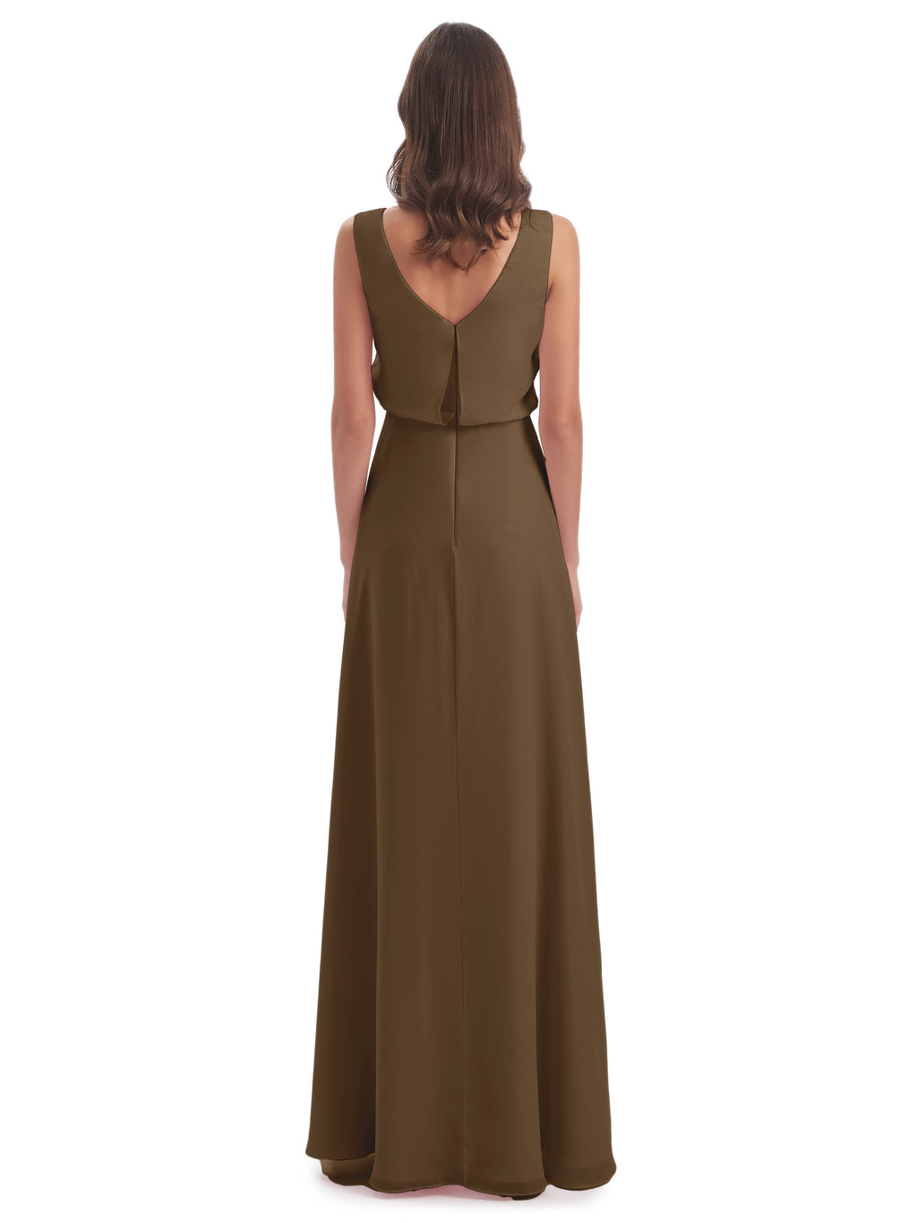 Layla Sheath Scoop V Back Chiffon Long Bridesmaid Dresses