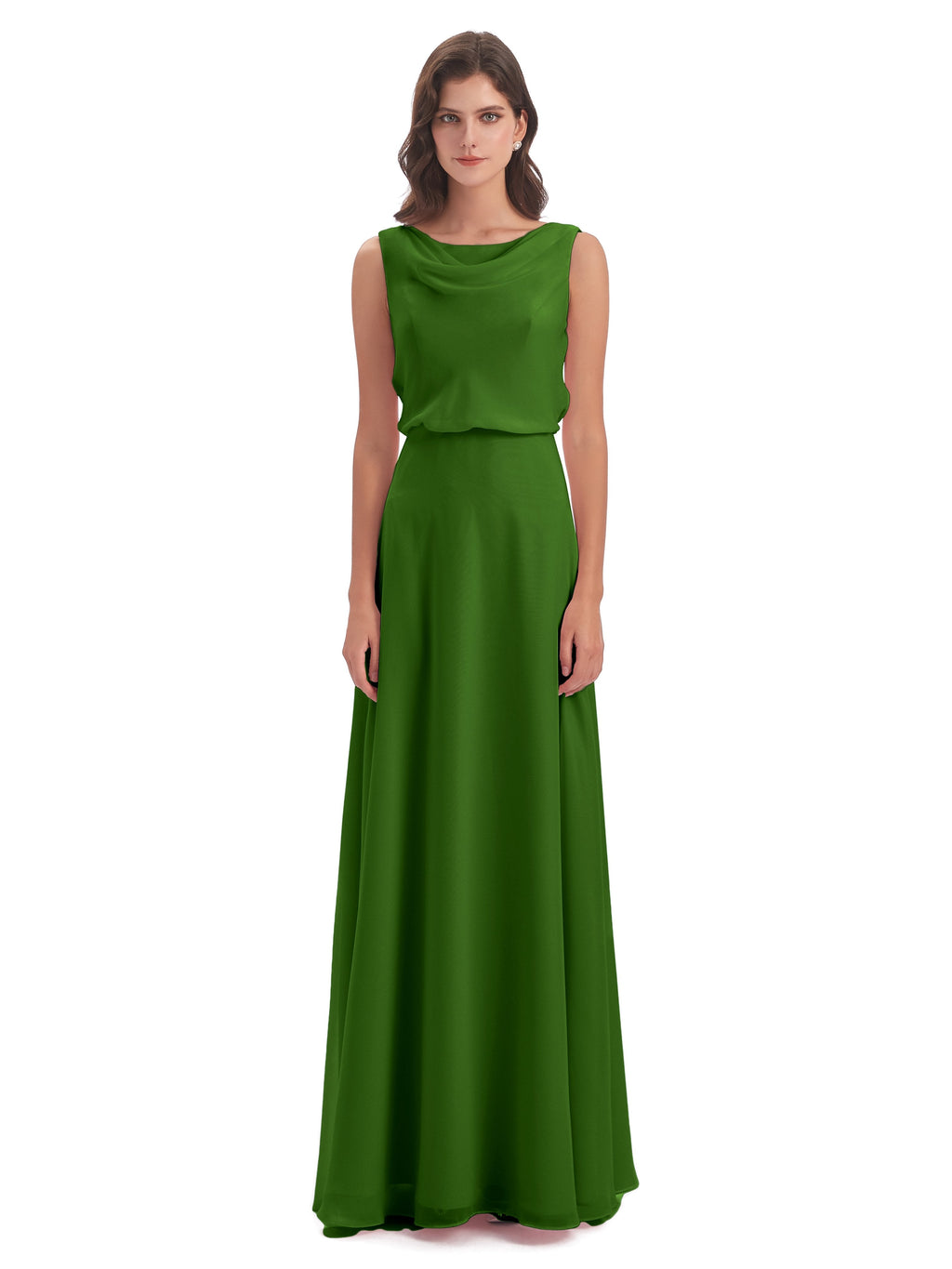 Layla Sheath Scoop V Back Chiffon Long Bridesmaid Dresses