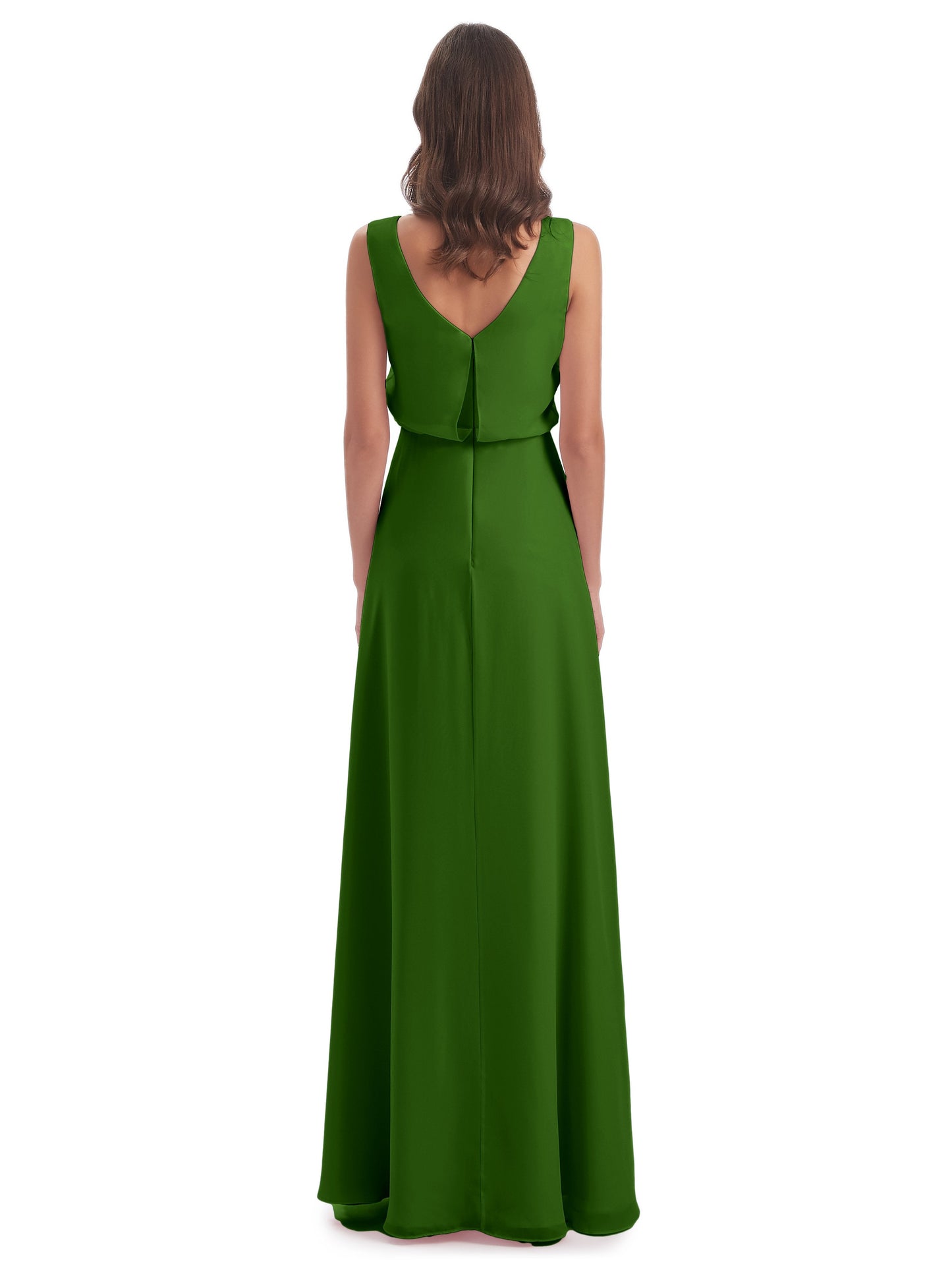 Layla Sheath Scoop V Back Chiffon Long Bridesmaid Dresses