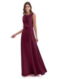 Layla Sheath Scoop V Back Chiffon Long Bridesmaid Dresses